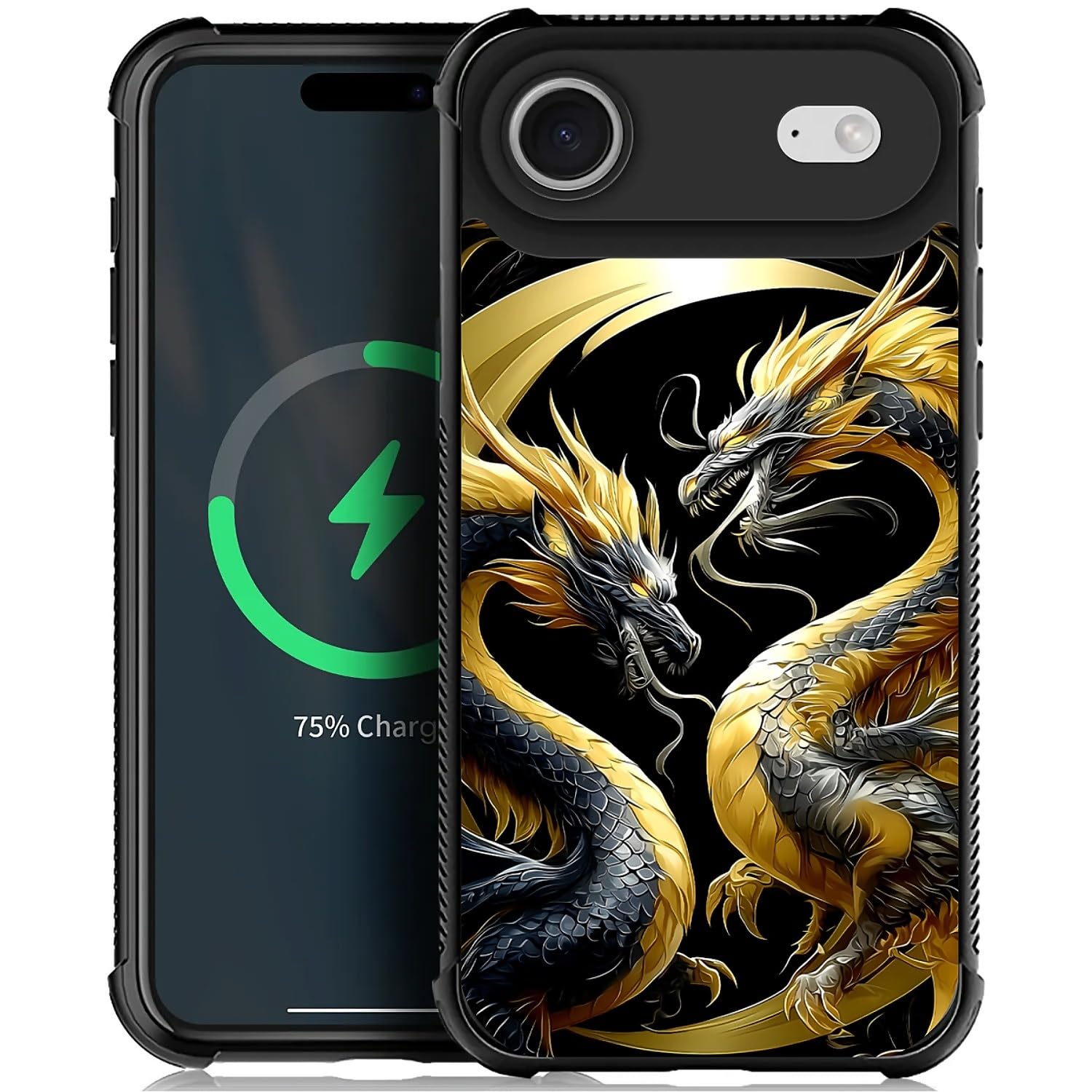 Deaorew for iPhone 17 Air Case | Compatible with MagSafe | Classic Slim Cover Design | Golden Black Dragon