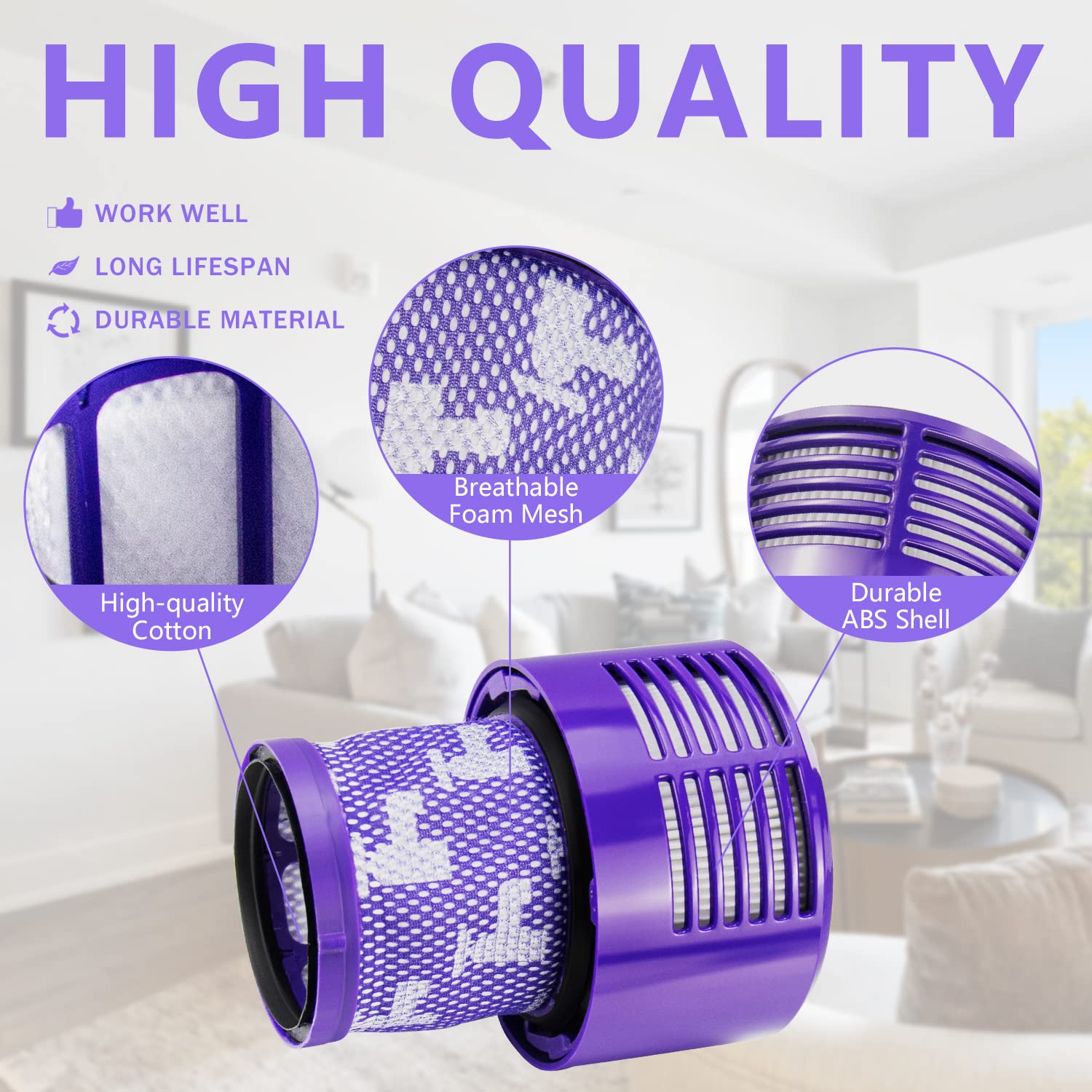 Improvedhand V10 Filter Replacement For Dy.Son Cyclone V10 Series, V10 Absolute, V10 Animal, V10 Motorhead V10 Total Clean, Sv12