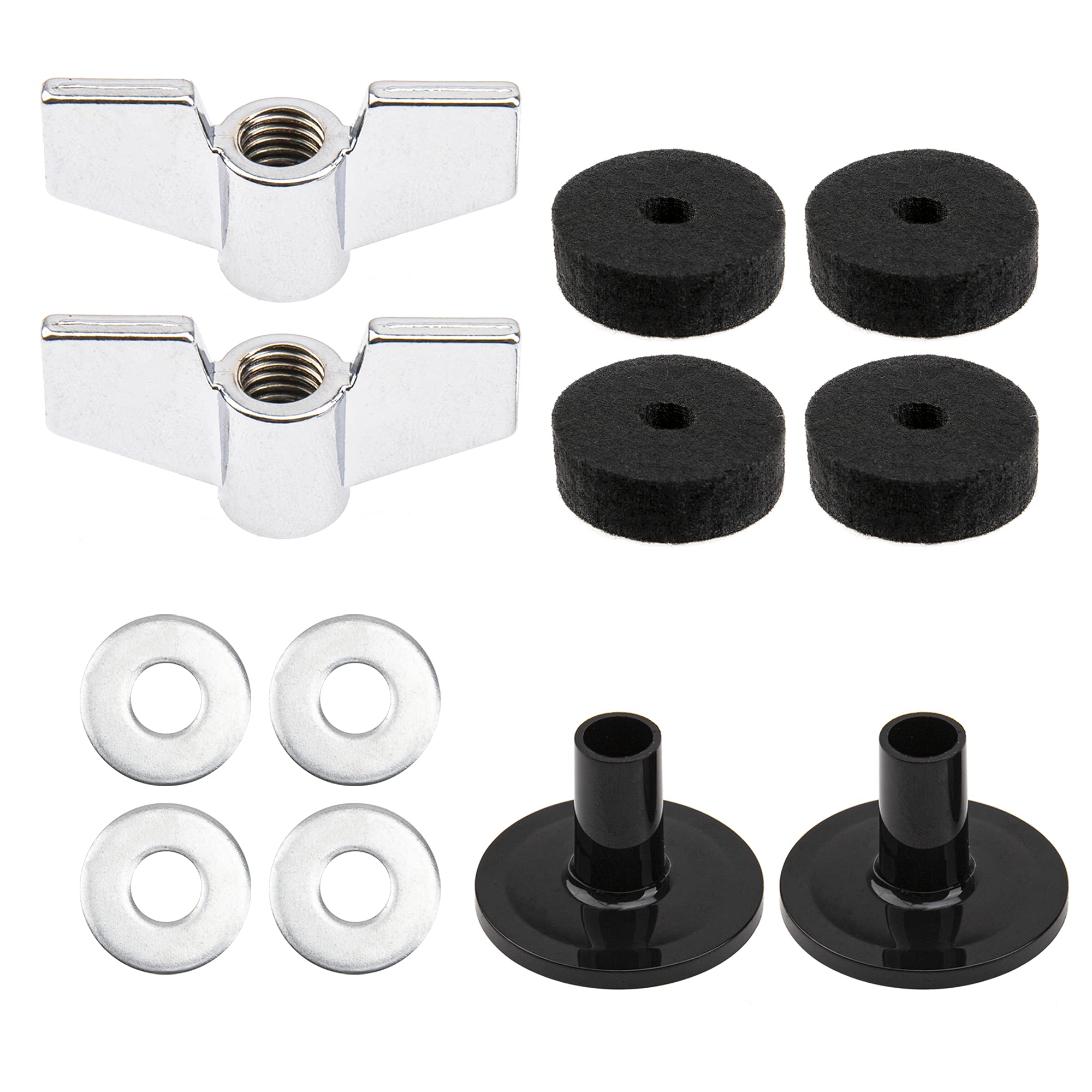 12Pcs Yootones Cymbal Replacement Accessories Cymbal Felts Hi Hat Clutch Felt Cymbal Sleeves With Base Wing Nuts & Cymbal Washer