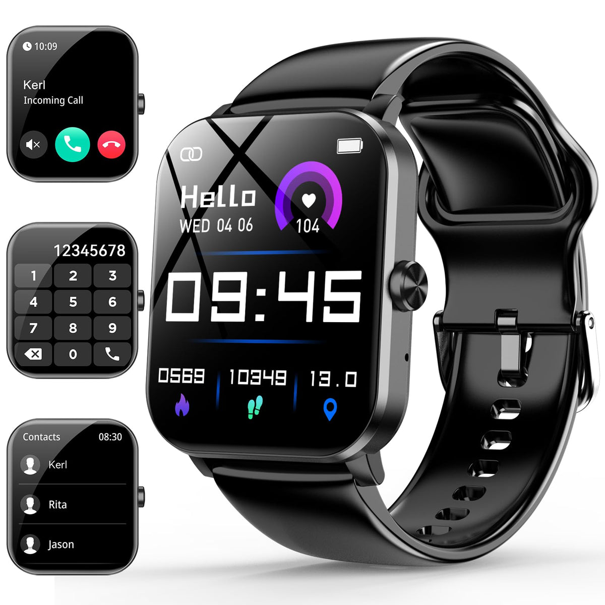 Ganopterygon Smart Watch, 1.85 '' Smartwatch For Men Women (Answer/Make Call), Heart Rate, Sleep Monitor, Pedometer, Activity Tr