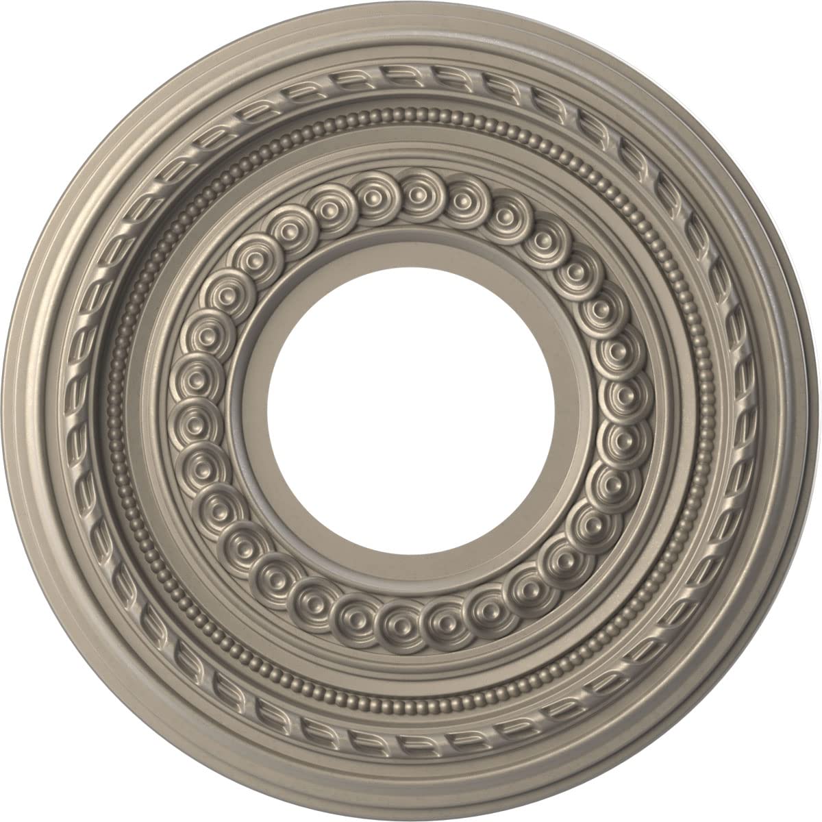 Ekena Millwork CMP10COCSV Cole Thermoformed PVC Ceiling Medallion (Fits Canopies up to 4 1/4), 10OD x 3 1/2ID x 3/4P, Metallic S