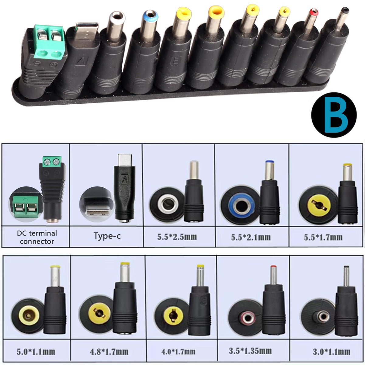 Minidodoca Laptop Dc Power Adapter Kits 41 Pcs Universal 5.5 Mm X 2.1 ...
