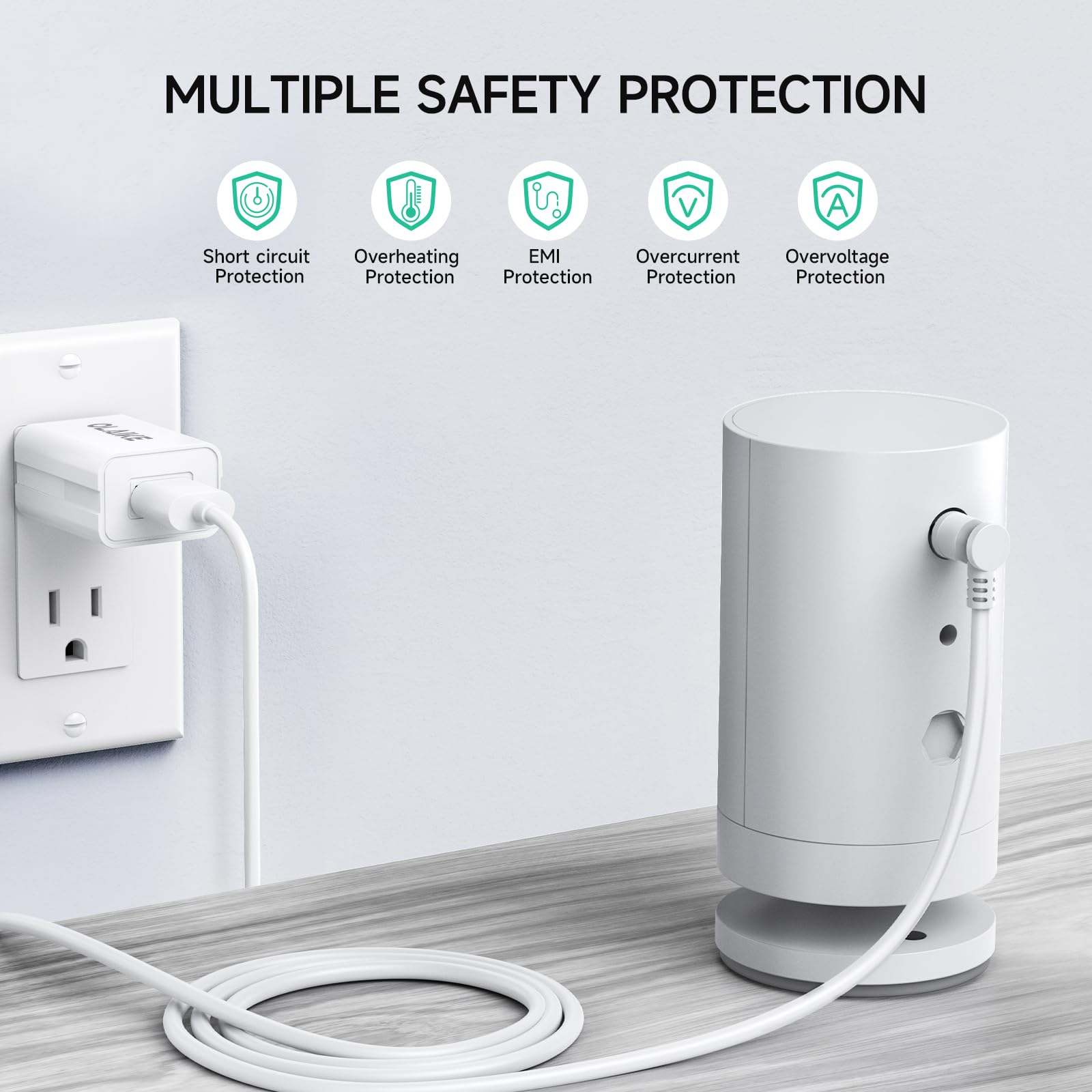 Olaike Indoor/Outdoor Power Adapter For Ring Stick Up Cam Battery/Plug In, Ring Spotlight Cam Battery, Weatherproof Cable(5M/16F