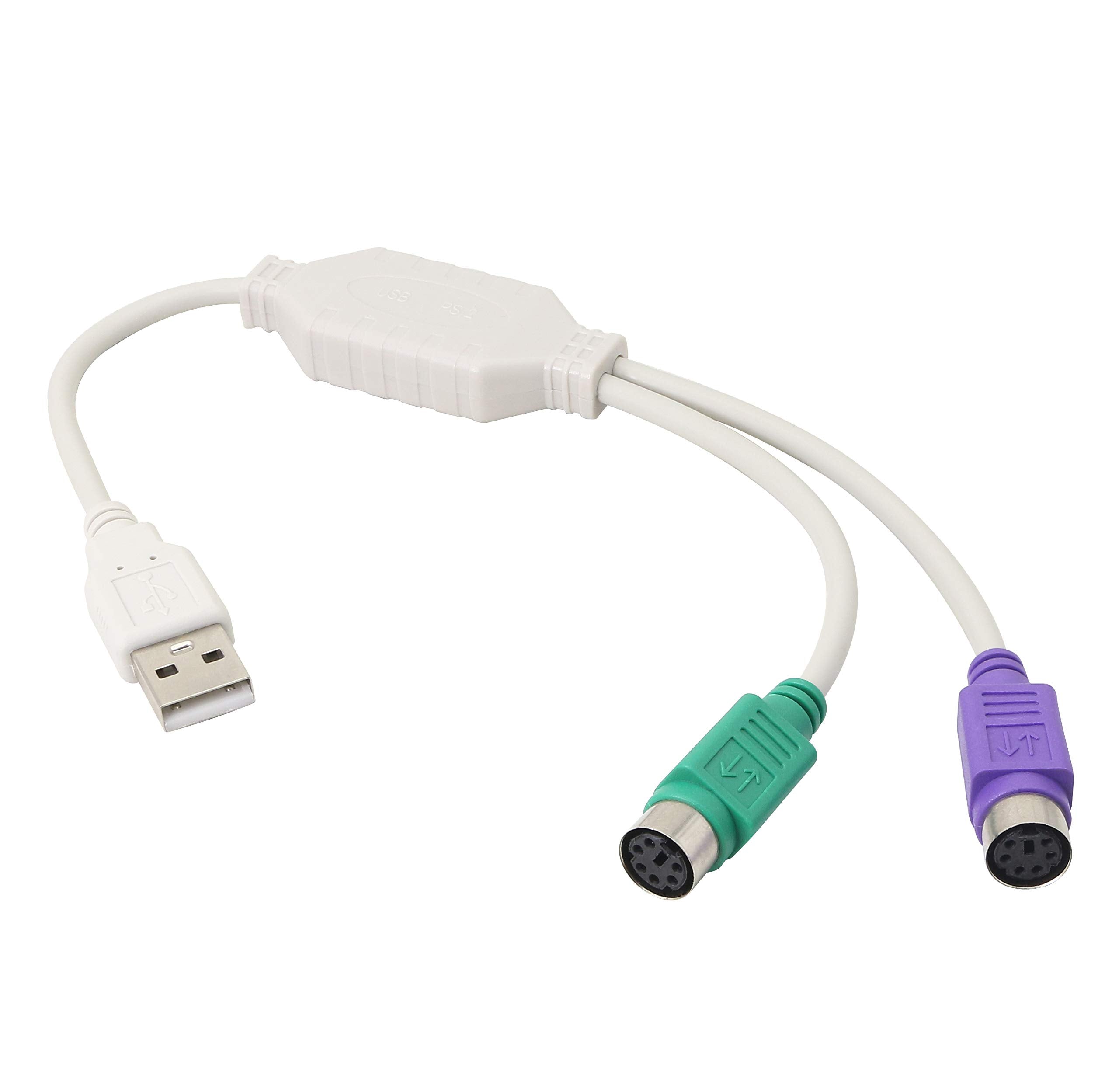 Gelrhonr Ps/2 To Usb Cable Leihong Usb To Ps/2 Plug Active Usb To Dual Ps/2 Adapter Keyboard Mouse Converter Adapter For The Keyboard Ps2 (White)