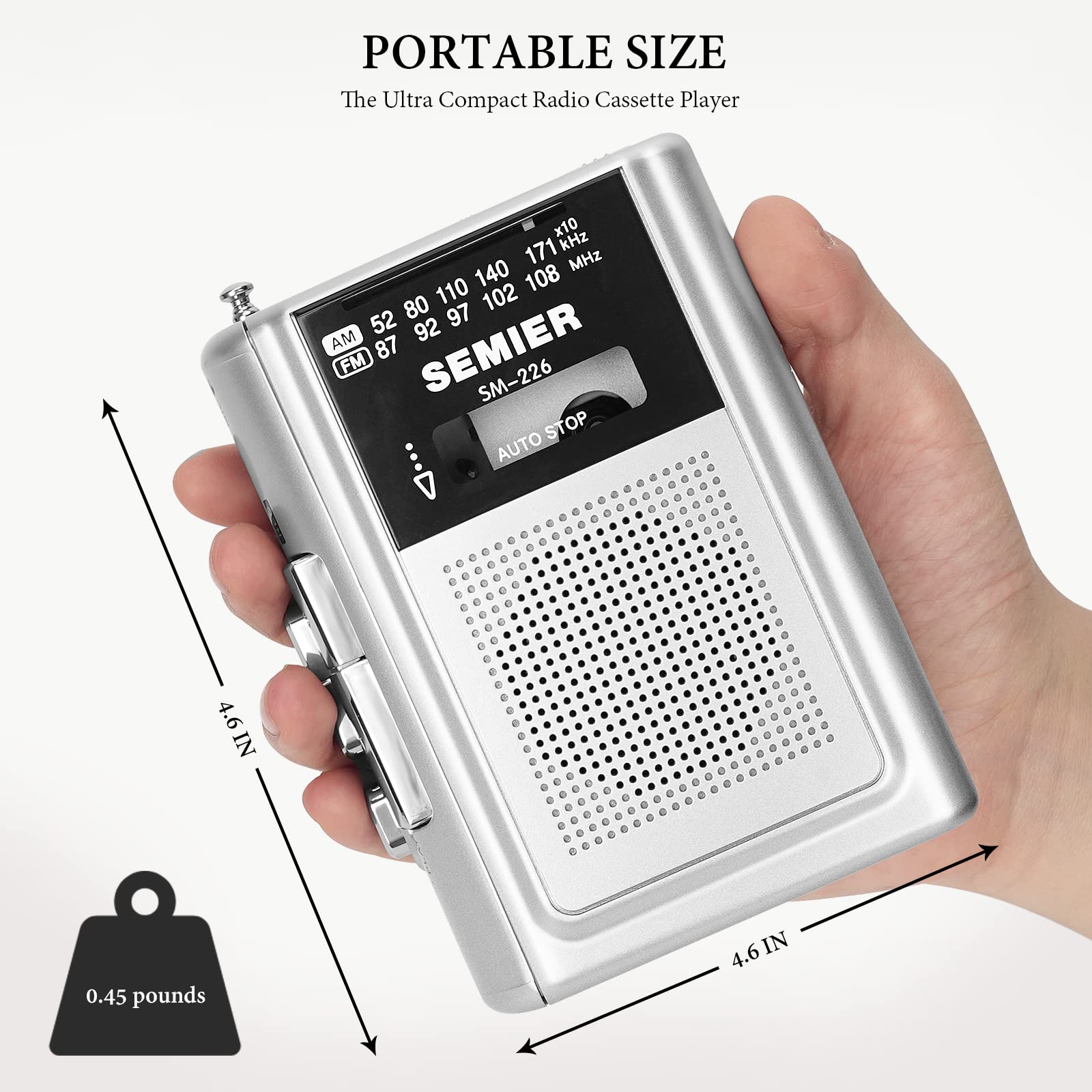 Semier Portable Cassette Player Recorder Am Fm Radio, Compact Personal Walkman Cassette Tape Player/Recorder With Built In Speaker And Stereo Earphone Jack