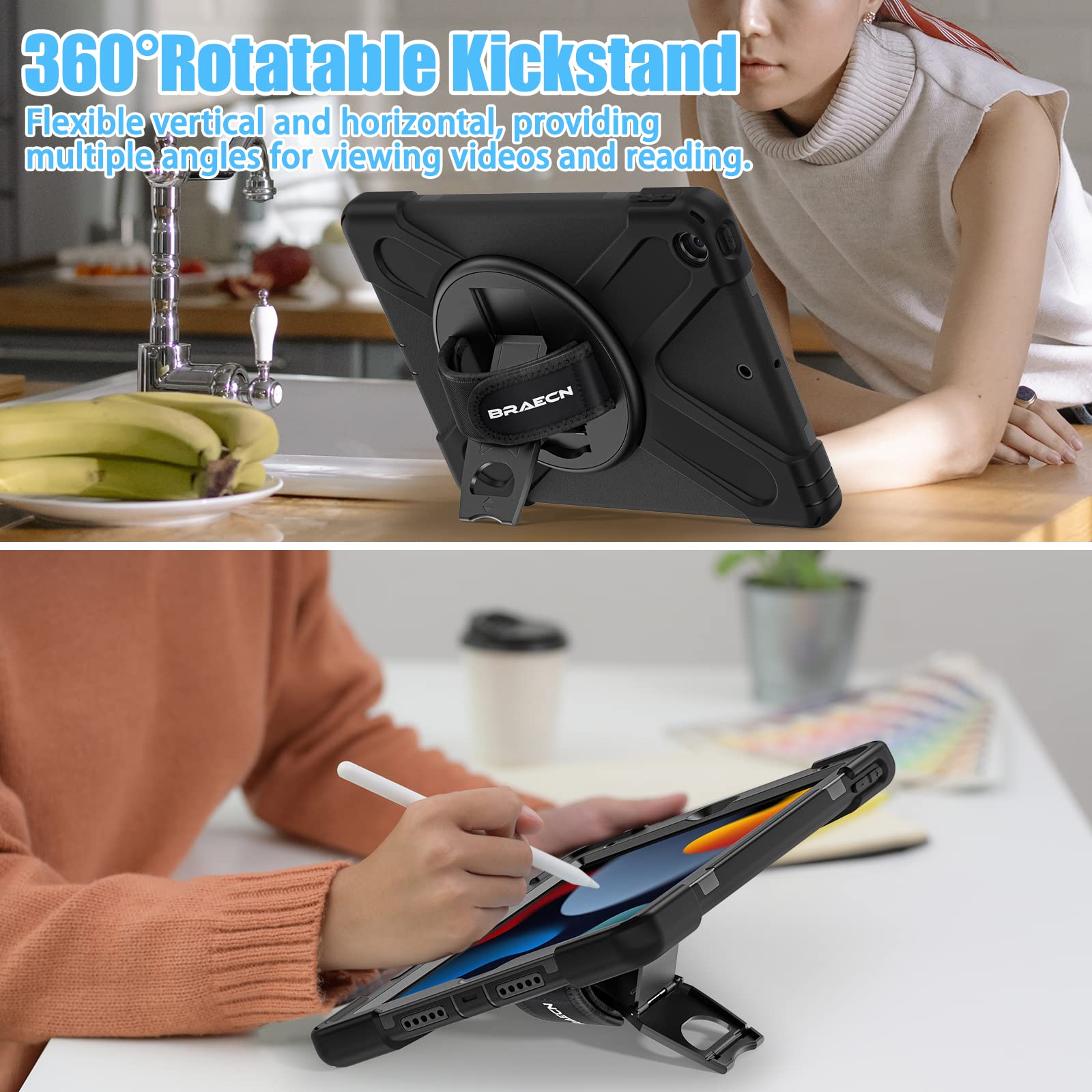 Braecnstock For Apple Ipad 9Th 8Th 7Th Generation Case 2021 2020 2019 10.2 Inch Shockproof Rugged Ipad 9Th 8Th 7Th Gen Kids Case