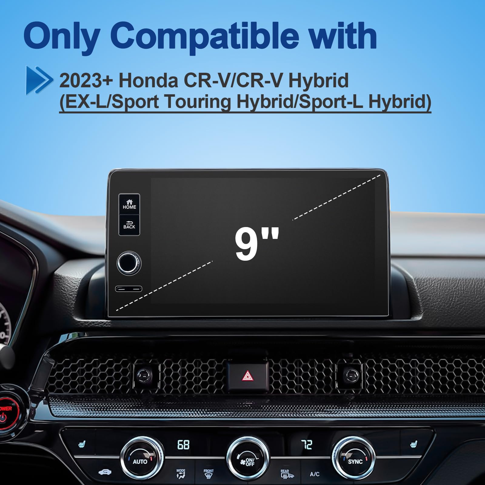 Coleya Anti Glare Matte Screen Protector For 2023 2024 2025 Honda Cr V (Ex L/Sport L/Sport Touring) 9 Inch Touchscreen, 9H Hardn