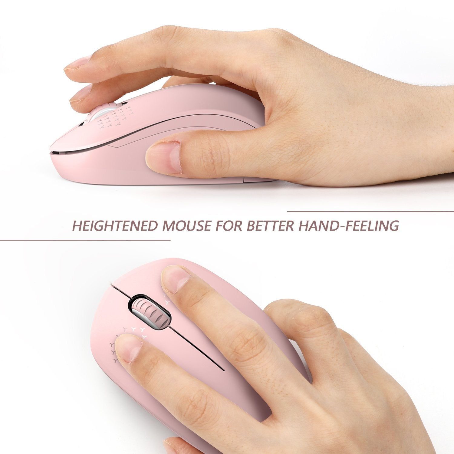 Seenda Wireless Mouse, 2.4G Noiseless Mouse With Usb Receiver Portable Computer Mice For Pc, Tablet, Laptop, Notebook With Windows System   Pink