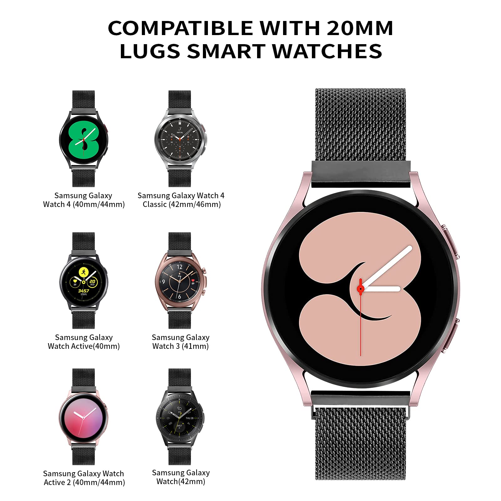 Vomulato Magnetic Bands Compatible With Samsung Galaxy Watch 5/4 40Mm 44Mm,Galaxy Watch 5 Pro 45Mm, Galaxy Watch 5 Pro 45Mm,Gala