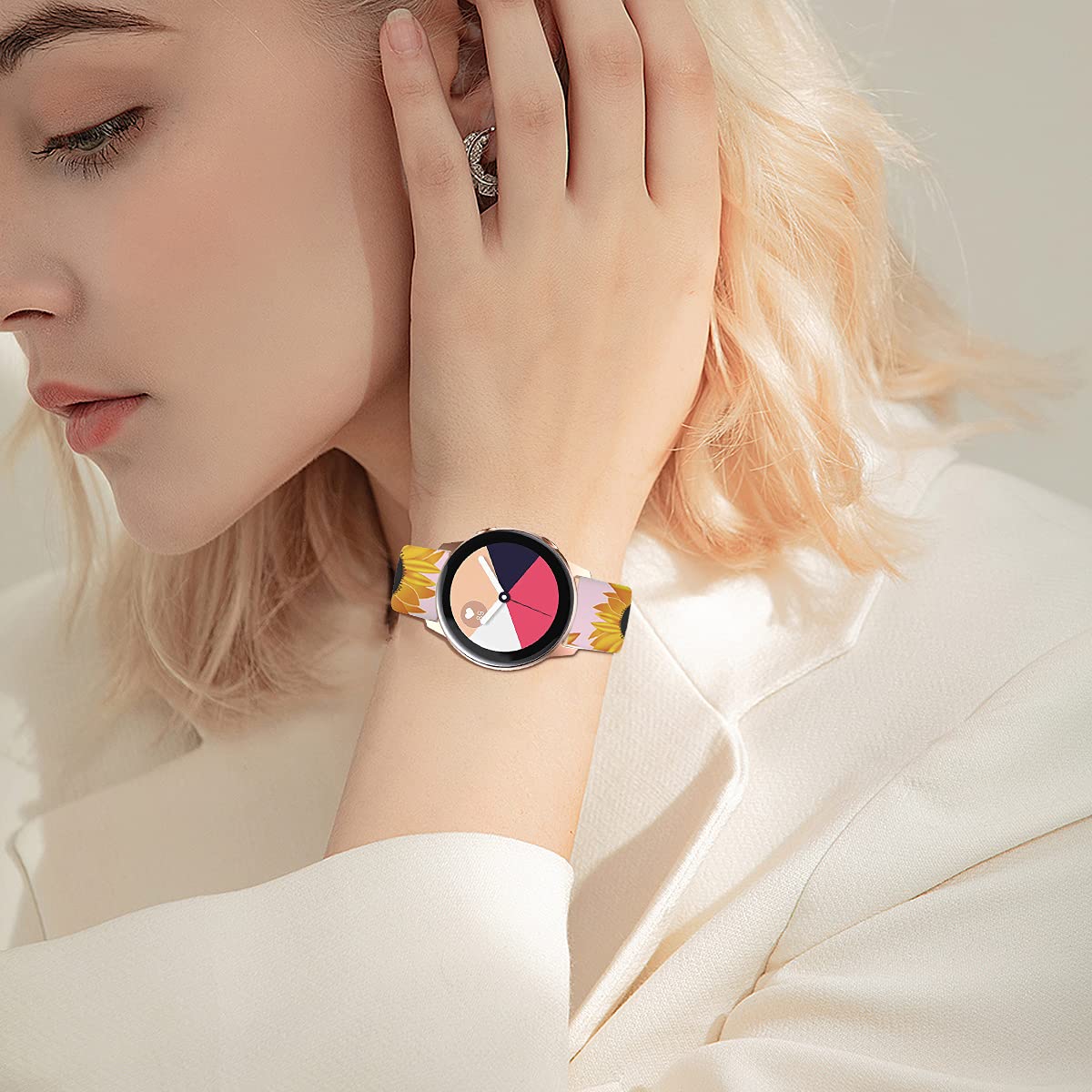 Toolaik Floral Bands Compatible With Samsung Galaxy Watch 7 6 5 4 Active 2 Watch Band 40Mm /44Mm, 40Mm, 20Mm Silicone Watch Band