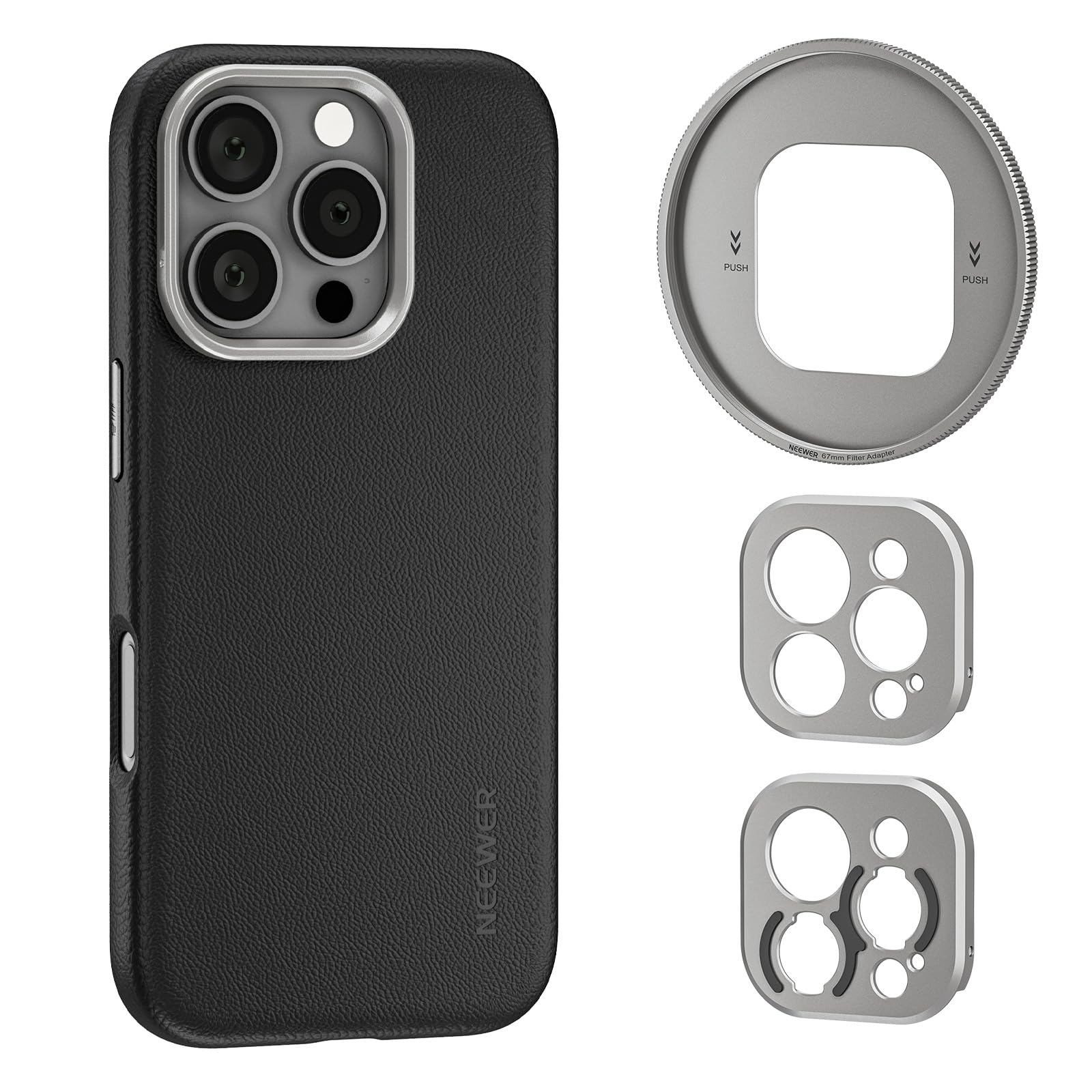 Neewer 16 Pro Max Phone Case, TPU/PC Nonslip Protective Phone Cover with Modular Backplates for 67mm Thread Filter/17mm Lens/T M