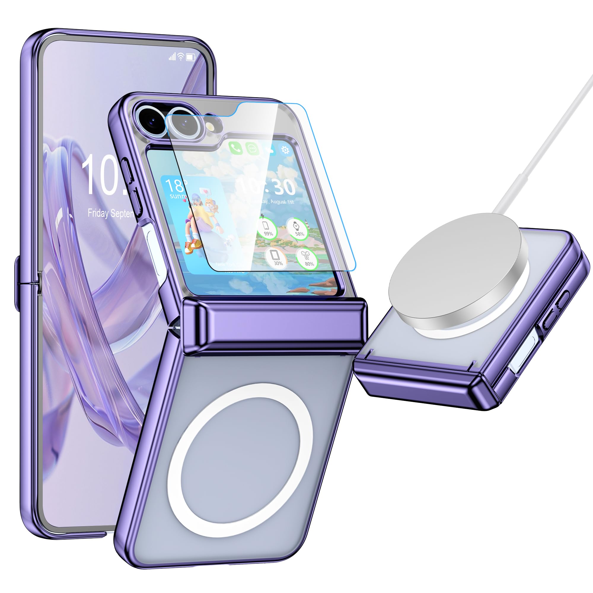 Dakorie Clear Case For Samsung Galaxy Z Flip 6 Case With Screen Protector Magsafe Shockproof Hinge Protection Phone Cover For Ga