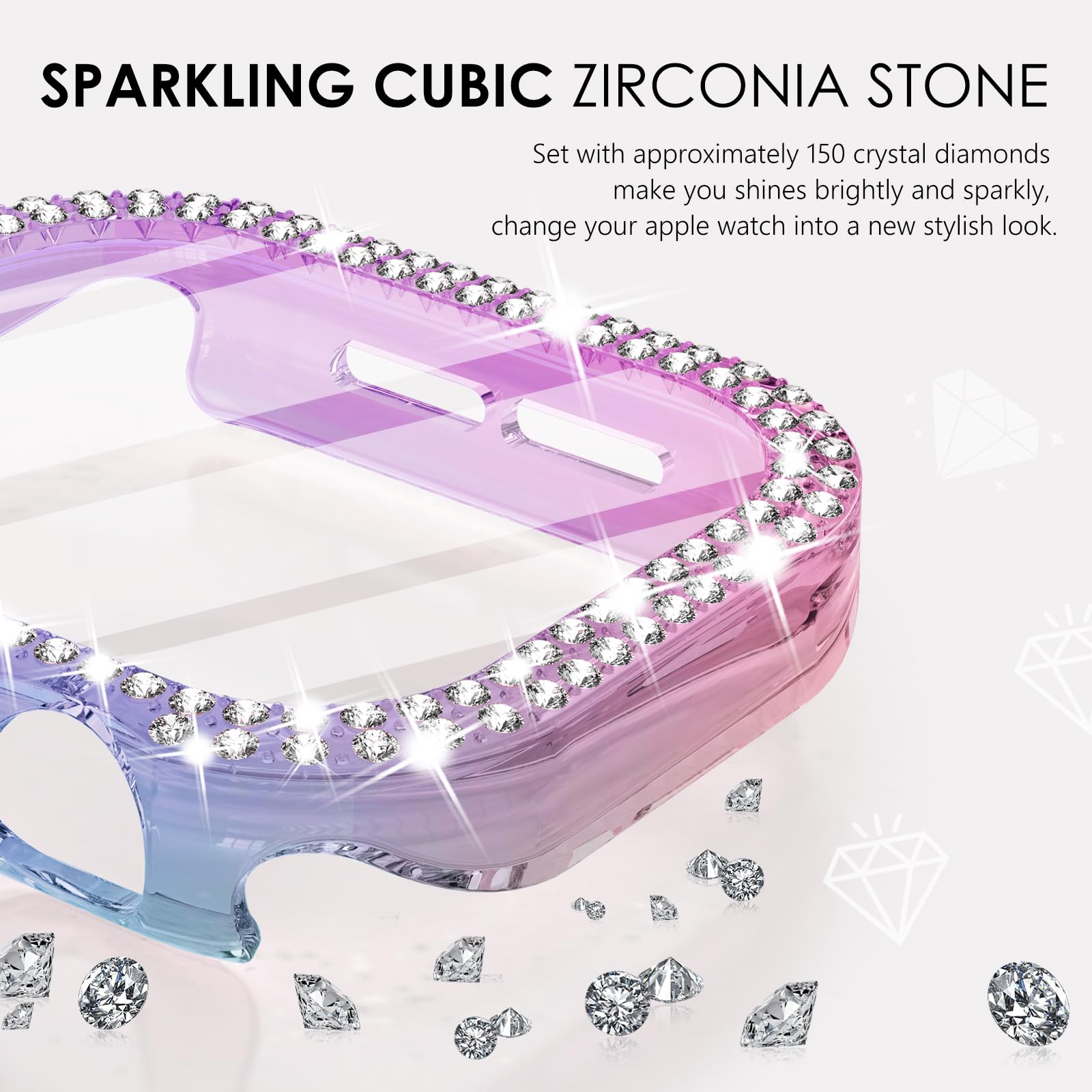 Surace Bling Apple Watch Case With Screen Protector Compatible With Apple Watch Series 10 42Mm, Crystal Diamond Overall Protecti