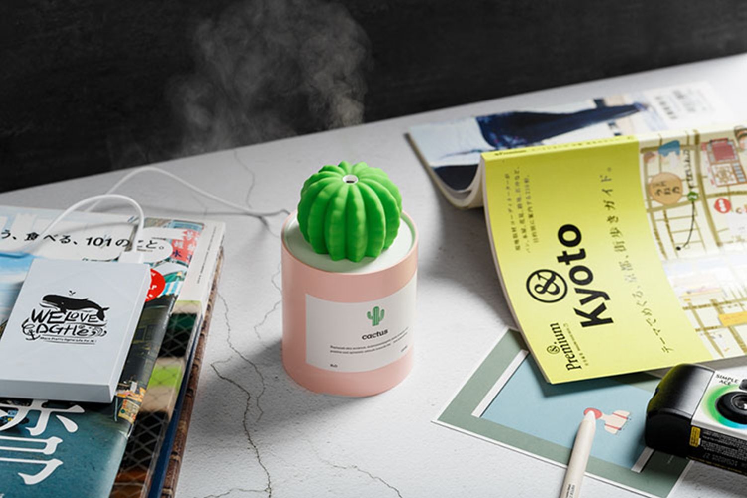 Uodbuyo Mini Humidifier, 280Ml Usb Cool Mist Portable Cactus Air Humidifier, Ultra Quiet Operation For Bedroom Home Office Yoga