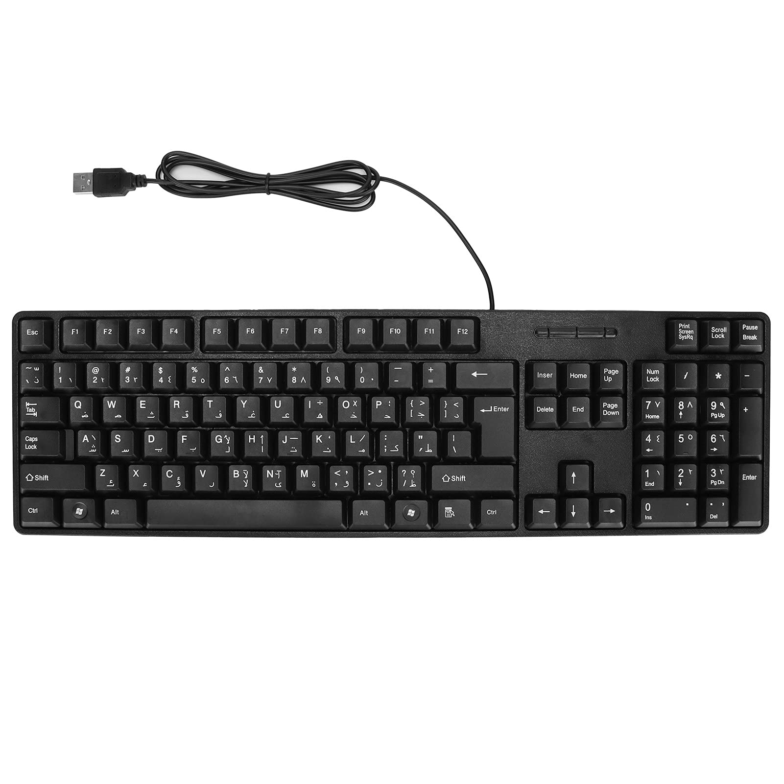 Kafuty 1 Mc 689 Usb Wired Computer Keyboard, Arabic Keyboard/English Pc Keyboard, Ergonomic Mechanical Keyboard For Office, Home