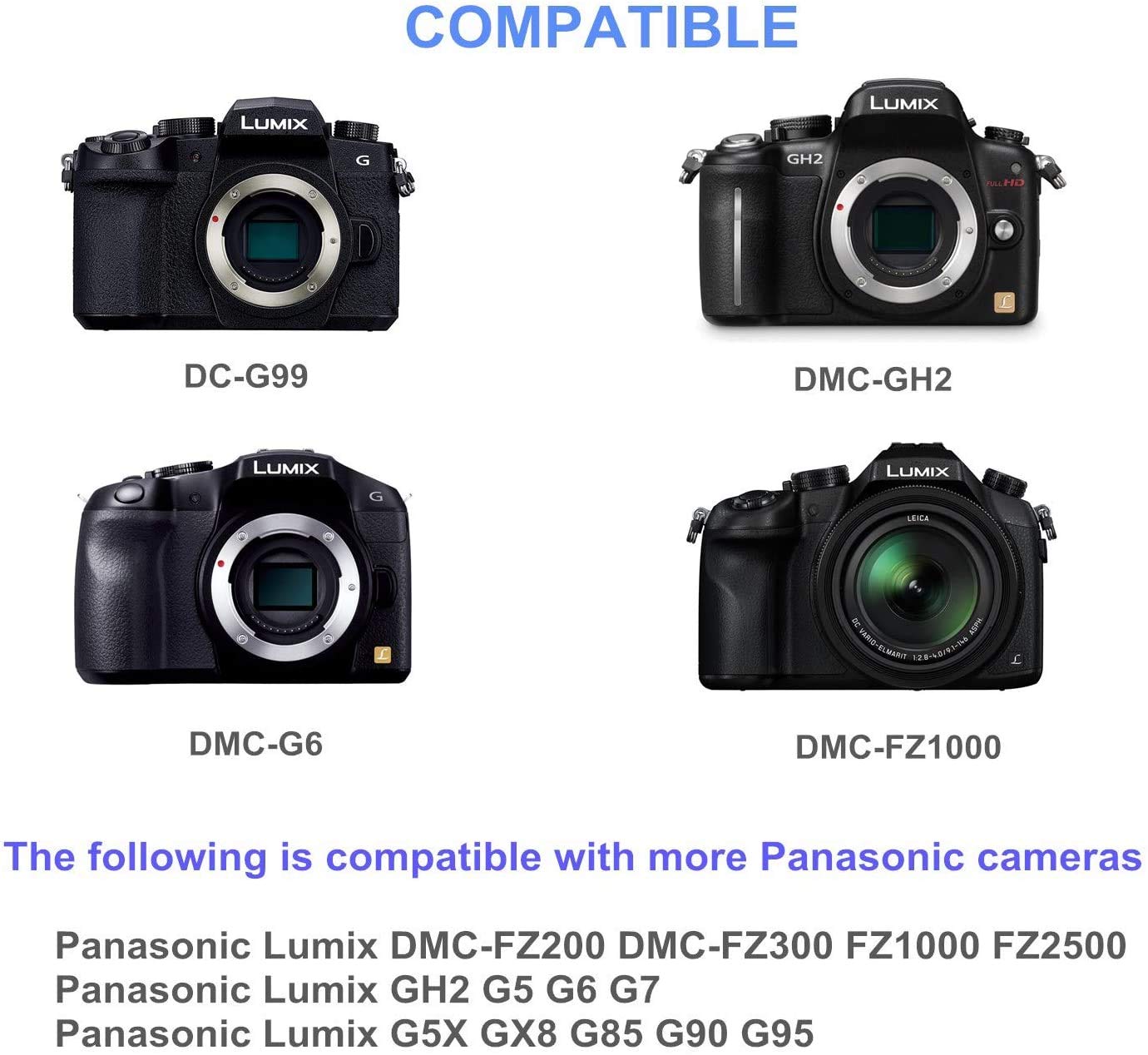 Tengdaxing Dmw Ac10 Dmw Ac8 Dmw Dcc8 Dummy Battery Power Adapter Kit Dmw Blc12 Battery For Panasonic Lumix Dmc Gh2 G5 G6 G7 G80 G81 G85 G5X Gx8 Fz200 Fz300 Fz1000 Fz2500 Dc G90 G95 G99 Cameras