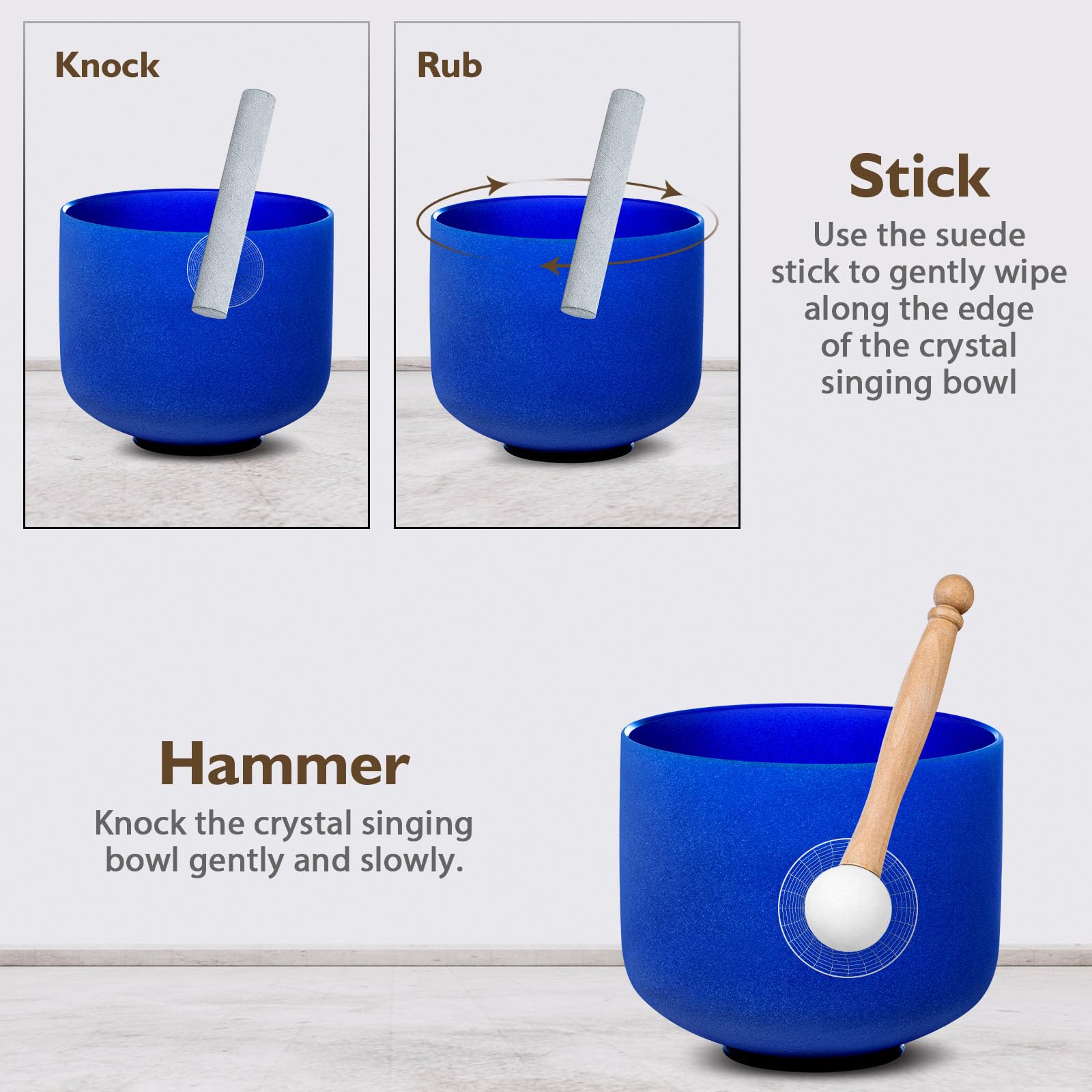 Calm Clang 8 Inch Ingio A Note 432Hz Third Eye Chakra Crystal Singing Bowl Healing With Carrying Case And Rubber Mallet Suede St