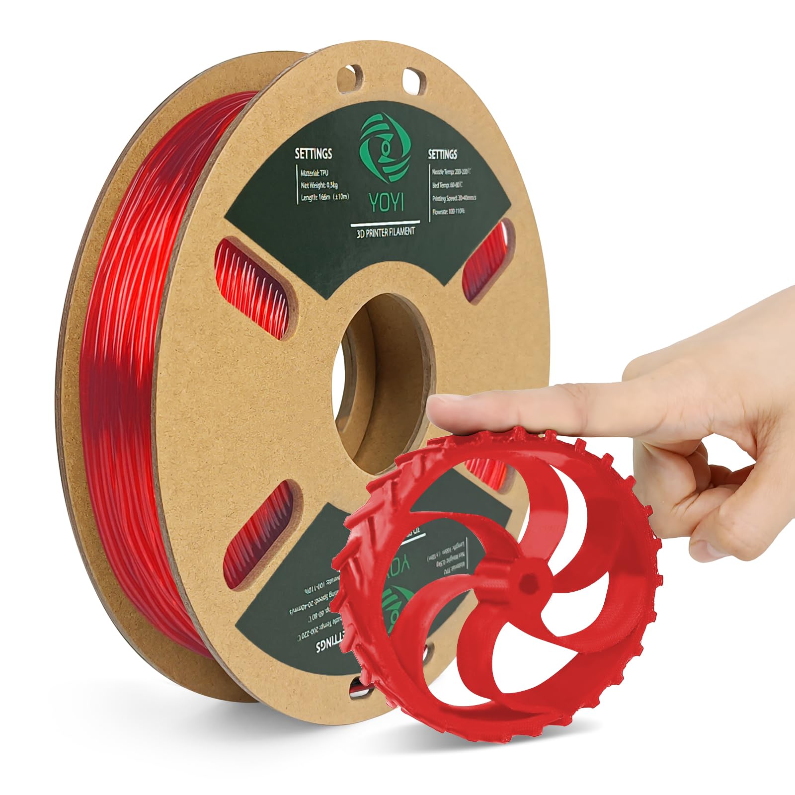 YOYI YOYI 3D Printer Filament, 95A TPU Filament 1.75mm, Flexible Filament, 0.5KG Spool,Dimensional Accuracy +/- 0.03 mm, Soft TP