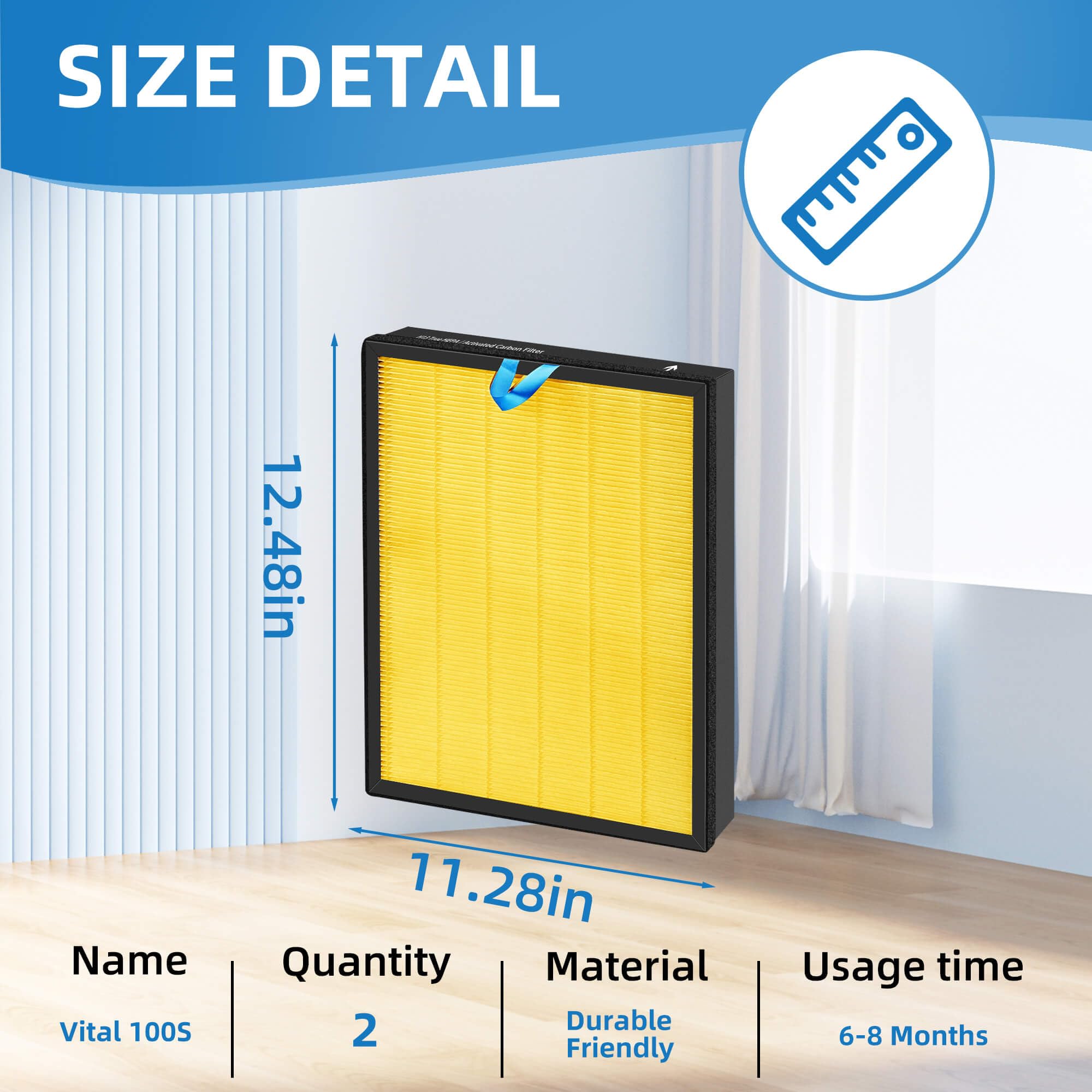 Appliancemates Vital 100S Pet Replacement Filter For Levoit Vital 100S/100S P Air Purifier, 3 In 1 True Hepa And High Efficiency