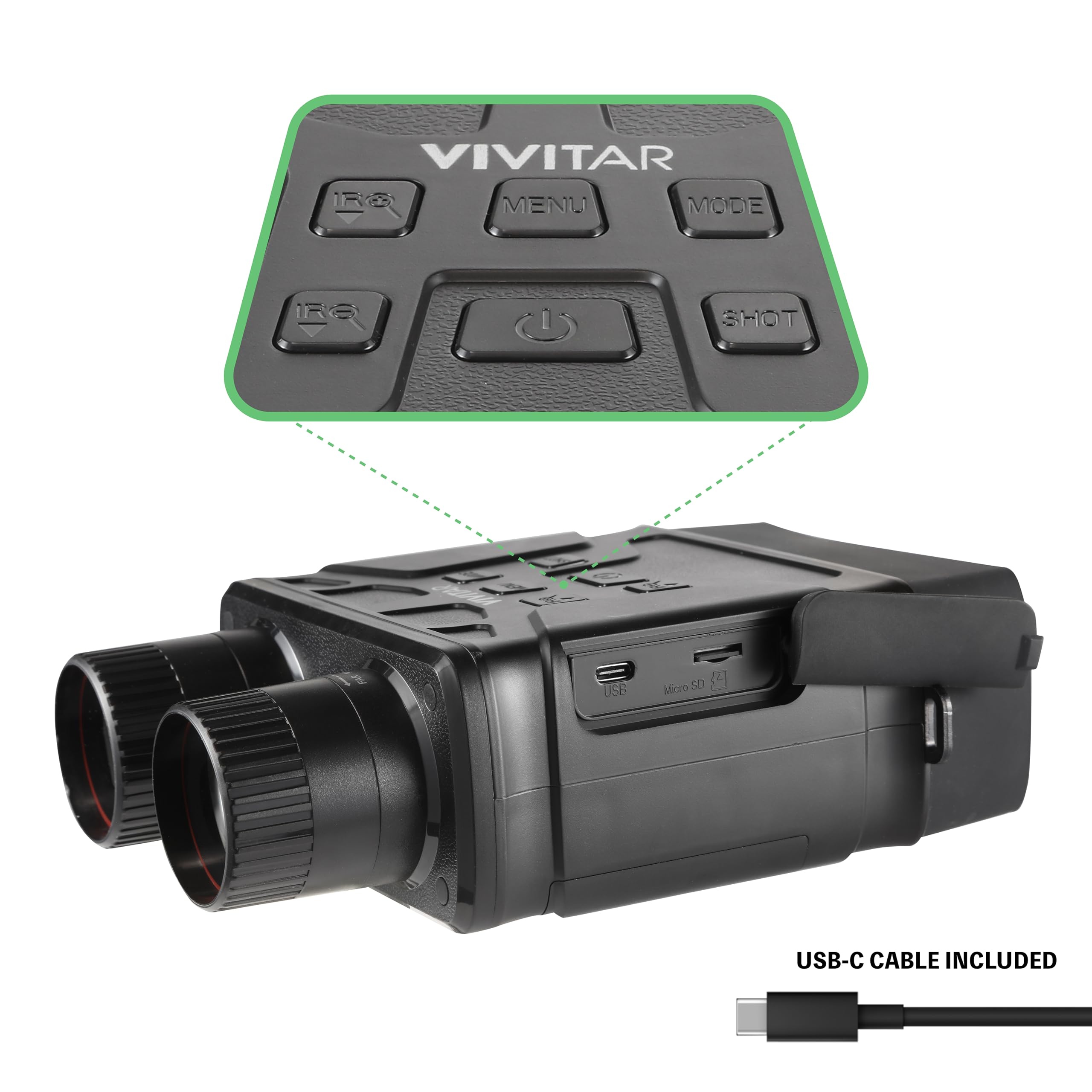Vivitar Night Vision Binoculars Camera, 4X Optical Magnification, 2.7'' Full High Definition Lcd Display, 300M/ 985Ft Infrared D