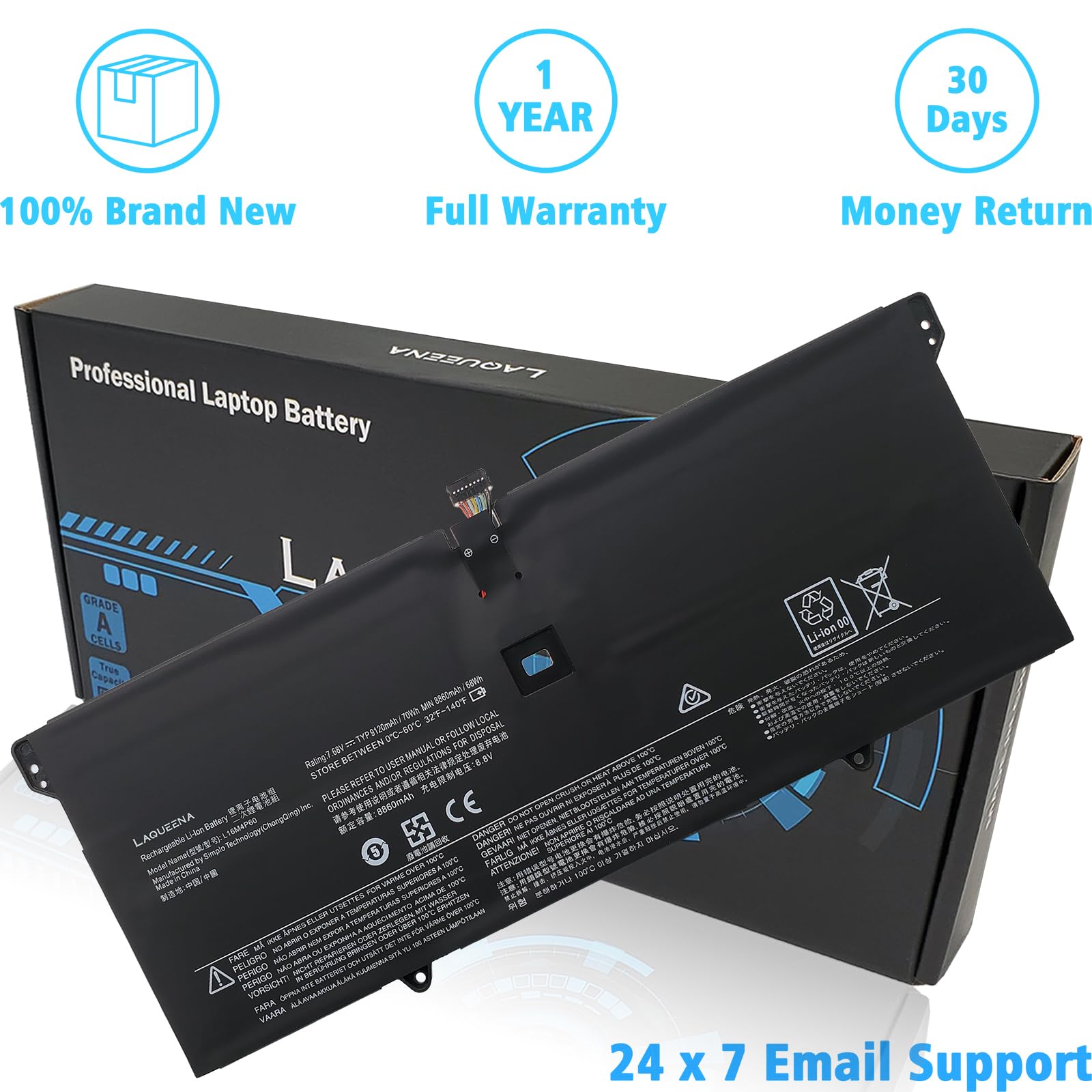 Laqueena L16M4P60 Laptop Battery Compatible With Lenovo Yoga 920 920 13Ikb 920 131Kb 920 13Ikb 80Y7 80Y8 81Tf Ideapad Flex Pro 1