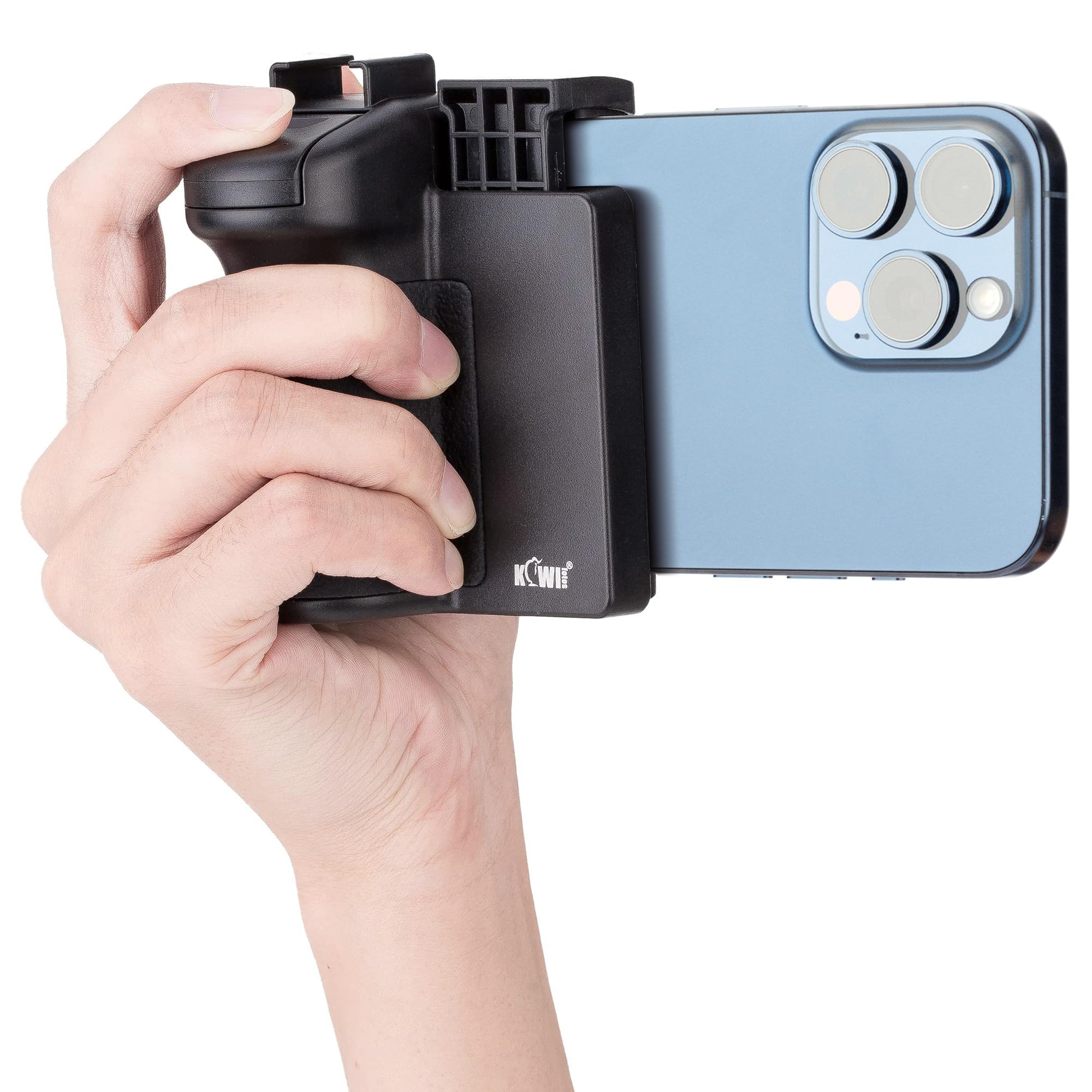 Kiwifotos Phone Camera Grip Handle Holder Phone Tripod Mount With Detachable Remote Shutter & Cold Shoe Adapter For Iphone 14 15