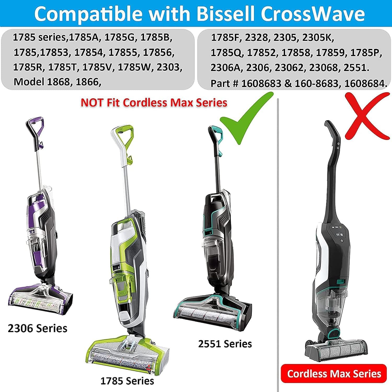 Tablenco For Bissell Crosswave Vacuum Cleaner Replacement Parts 4 Pack 1868 Bissell Crosswave Multi Surface Brush Rolls Tangle F