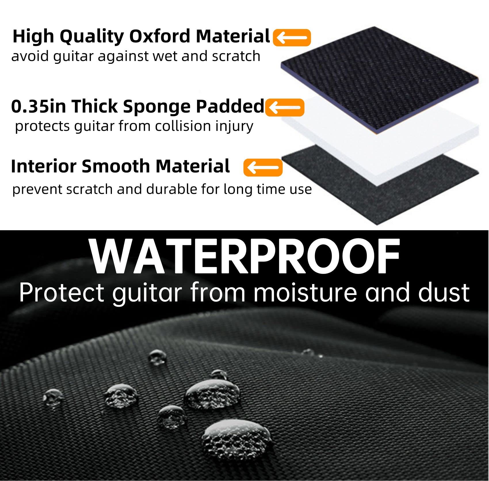 Gigkouki 39 Inch Electric Guitar Bag Gig Bag 0.4Inch 10Mm Padding Backpack Padded Soft Guitar Case Black With Back Hanger Loop A