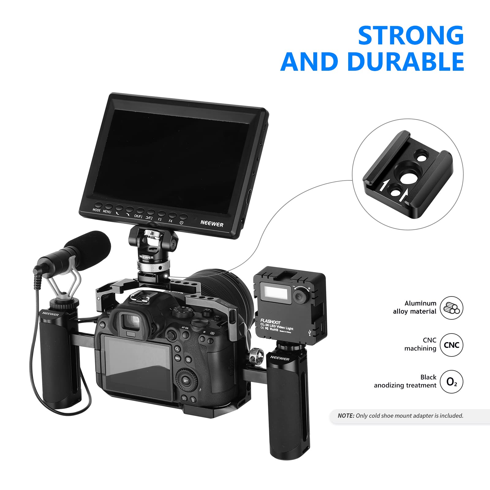 Neewer 4 Pack Cold Shoe Mount Adapter, Cold Shoe Bracket With 1/4'' Thread, Compatible With Smallrig Dslr Camera Cage Microphone