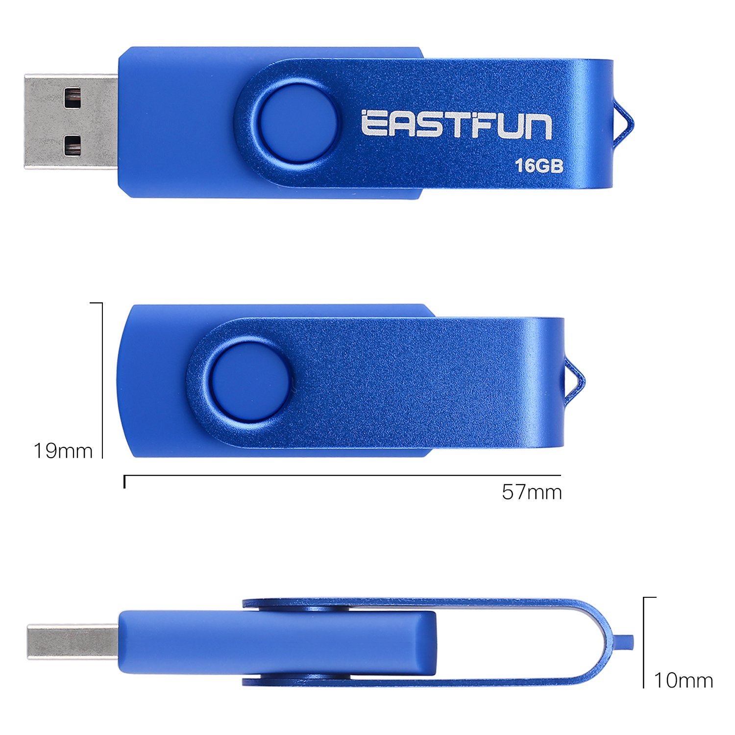 Eastfun 6 Pcs 16Gb Usb 2.0 Flash Drive Fold Storage Memory Stick Thumb Drive Pen Drive Jump Drive Zip Drive Swivel Design, Mix Colors (Rose Gold Red Blue Black Green)