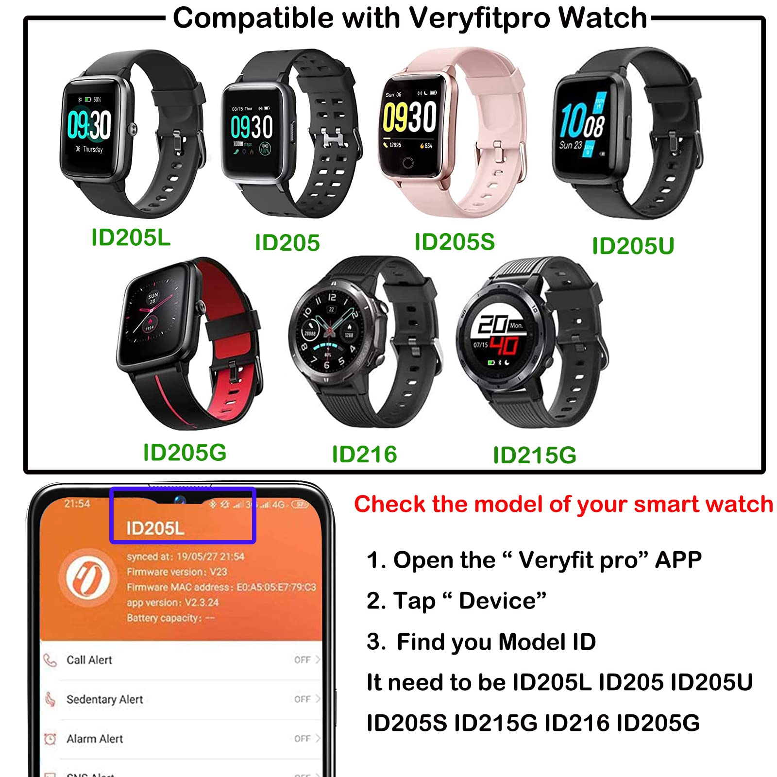 Vicrior Bands Compatible With 19Mm Wide Id205L Veryfitpro Smart Watch, Quick Release Soft Silicone Fadeless Pattern Printed Flor