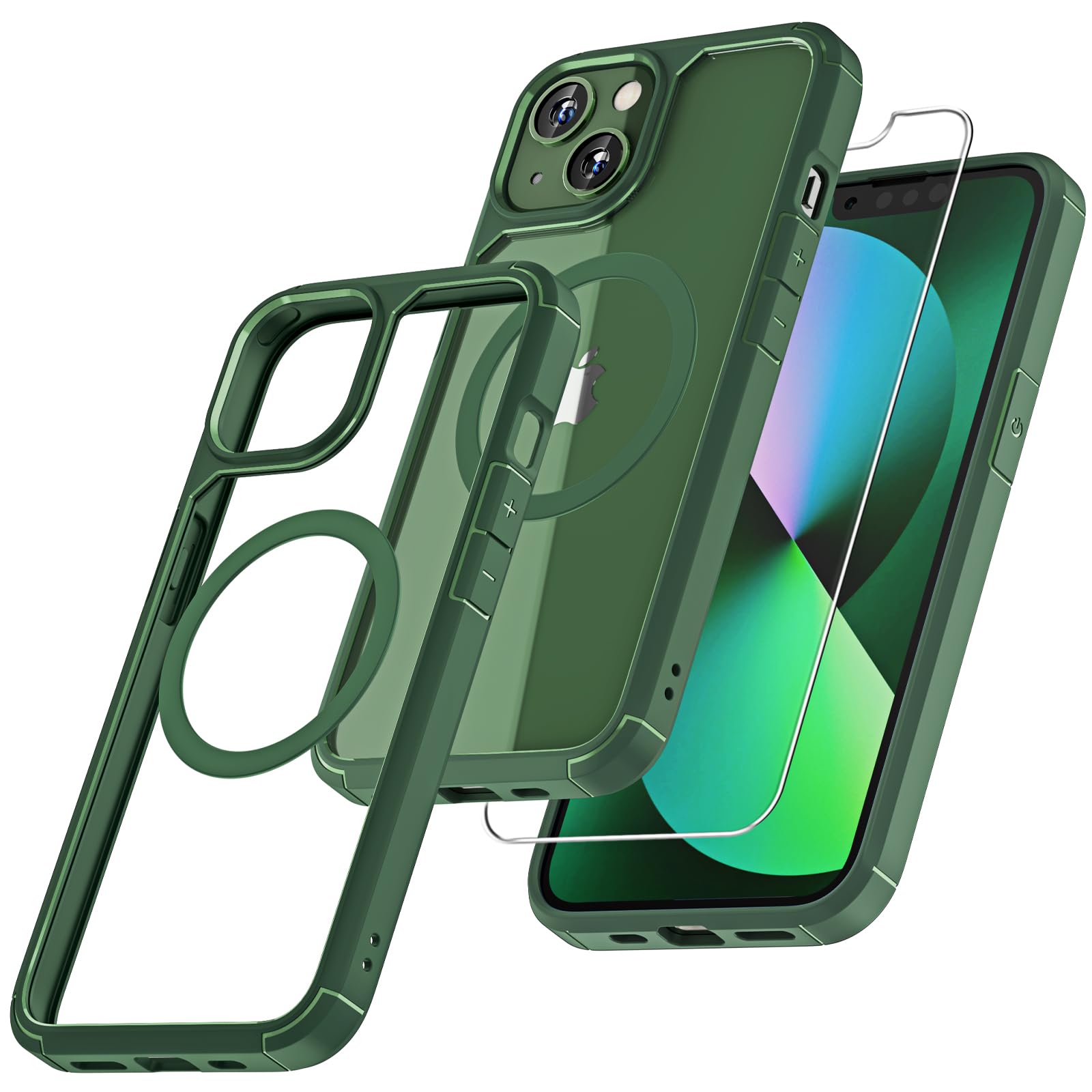 Tauri 3 In 1 Magnetic For Iphone 13 Case [Designed For Magsafe] With 2X Screen Protectors, [Not Yellowing] Magnetic Phone Case F