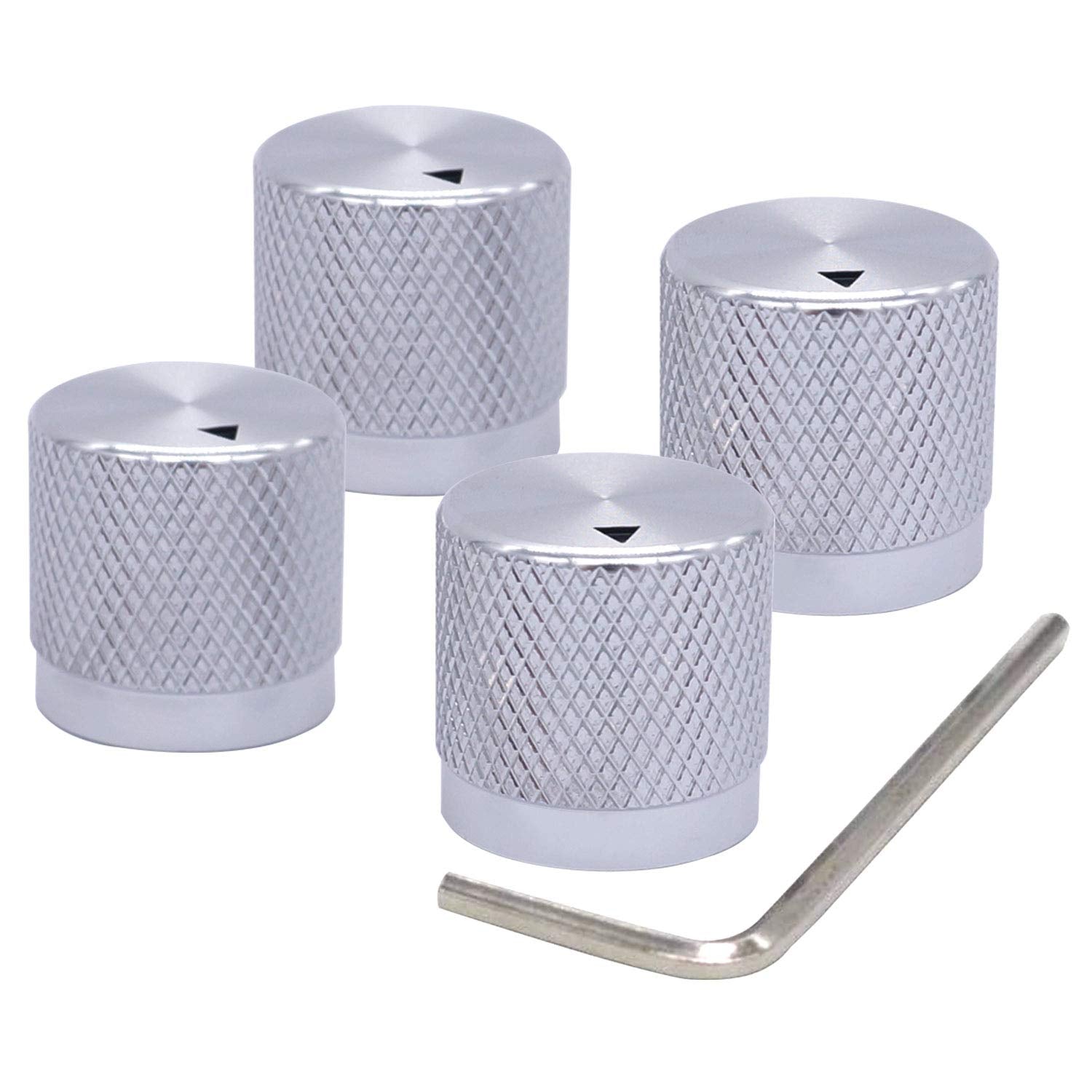 Taiss/ 4Pcs Silver Color Aluminum Rotary Electronic Control Potentiometer Knob For 6 Mm Diameter Shaft, Volume Control Knob, Aud
