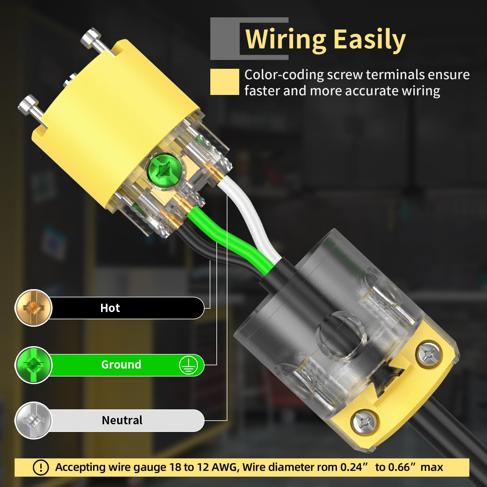 110V Female Plug Receptacle Illuminated Electrical Outlet Drop Cord Extension Cord Replacement Ends With Green Neon Light Nema 5