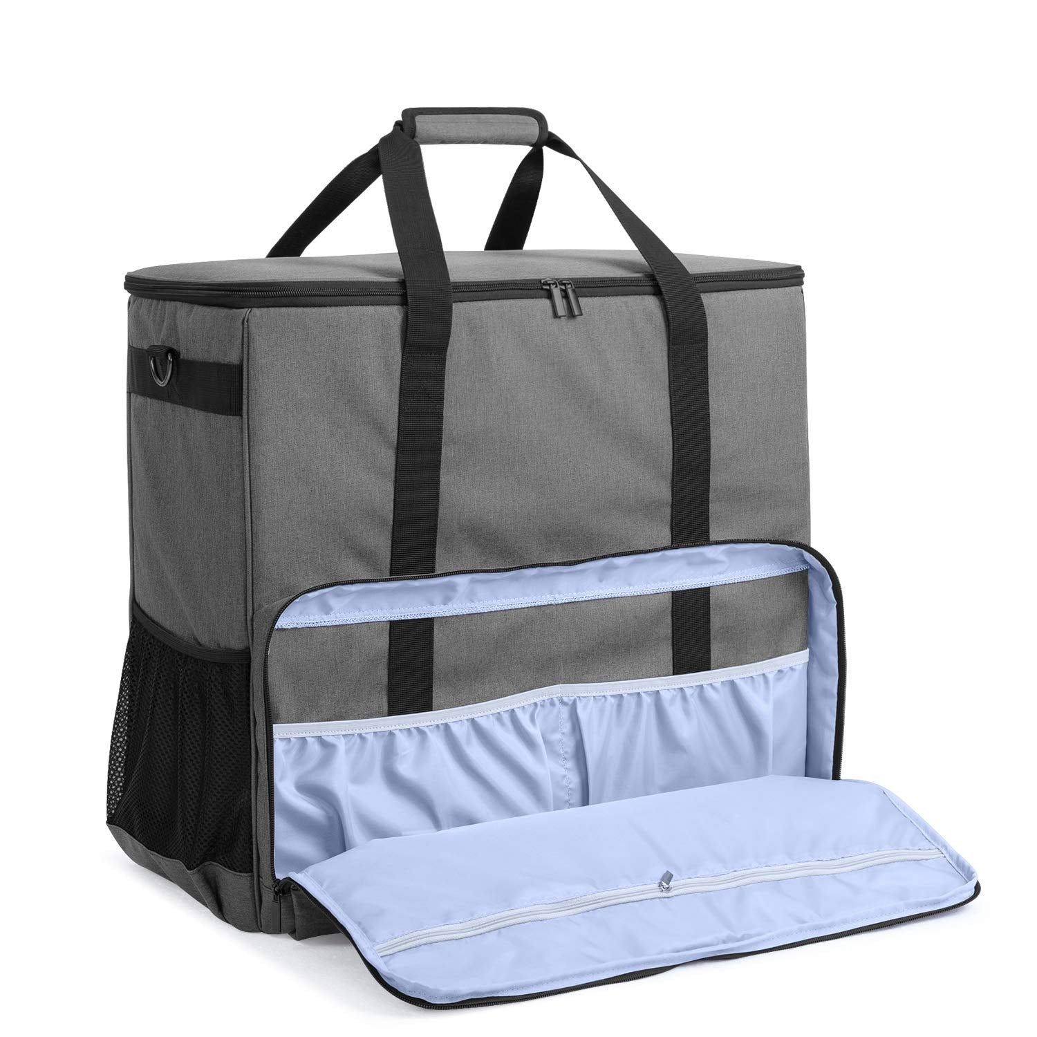 Curmio Desktop Computer Travel Bag, Carrying Case For Computer Tower Pc Chassis, Keyboard, Cable And Mouse, Bag Only, Grey