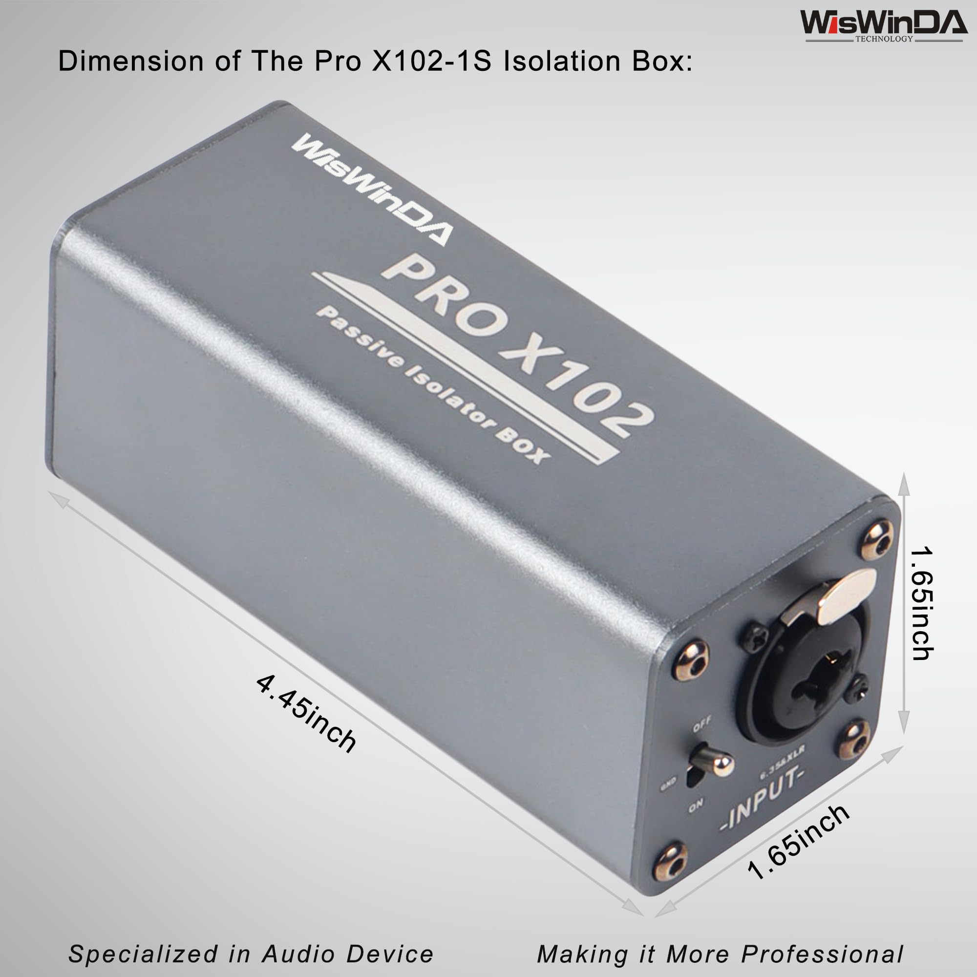 Wiswinda Pro X102-1S 1/4 6.35 Trs/Ts/Xlr Multi-Purpose Hum Eliminator Box Microphone And Audio Player Ground Loop Noise Isolator