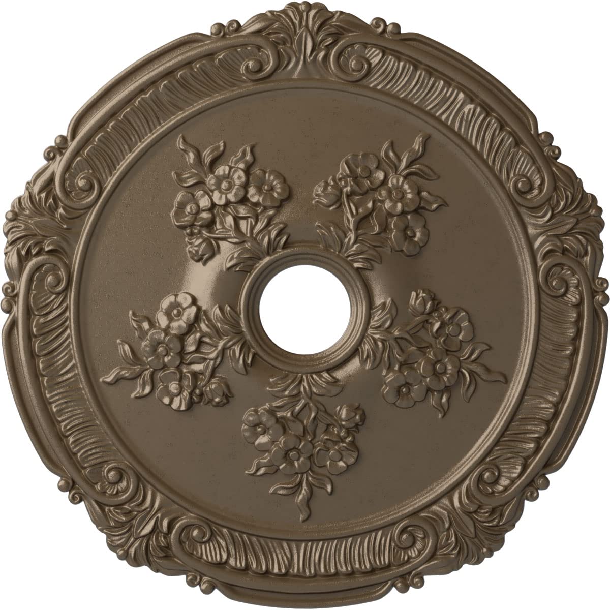 Ekena Millwork Cm26Atwss Attica With Rose Ceiling Medallion, 26''Od X 3 3/4''Id X 1 1/2''P, Hand Painted Warm Silver