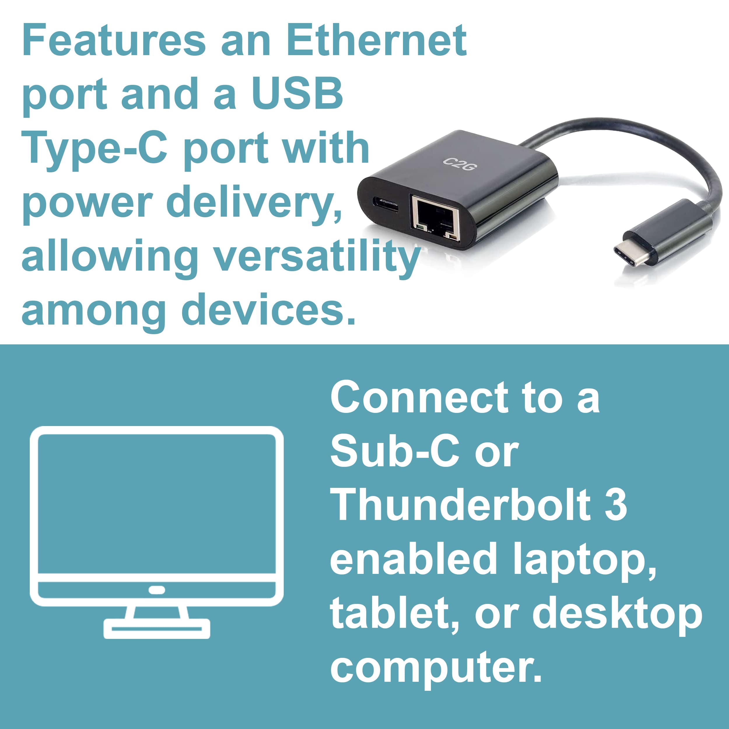 C2G Usb Adapter, Ethernet Adapter With Power, Black, Cables To Go 29749