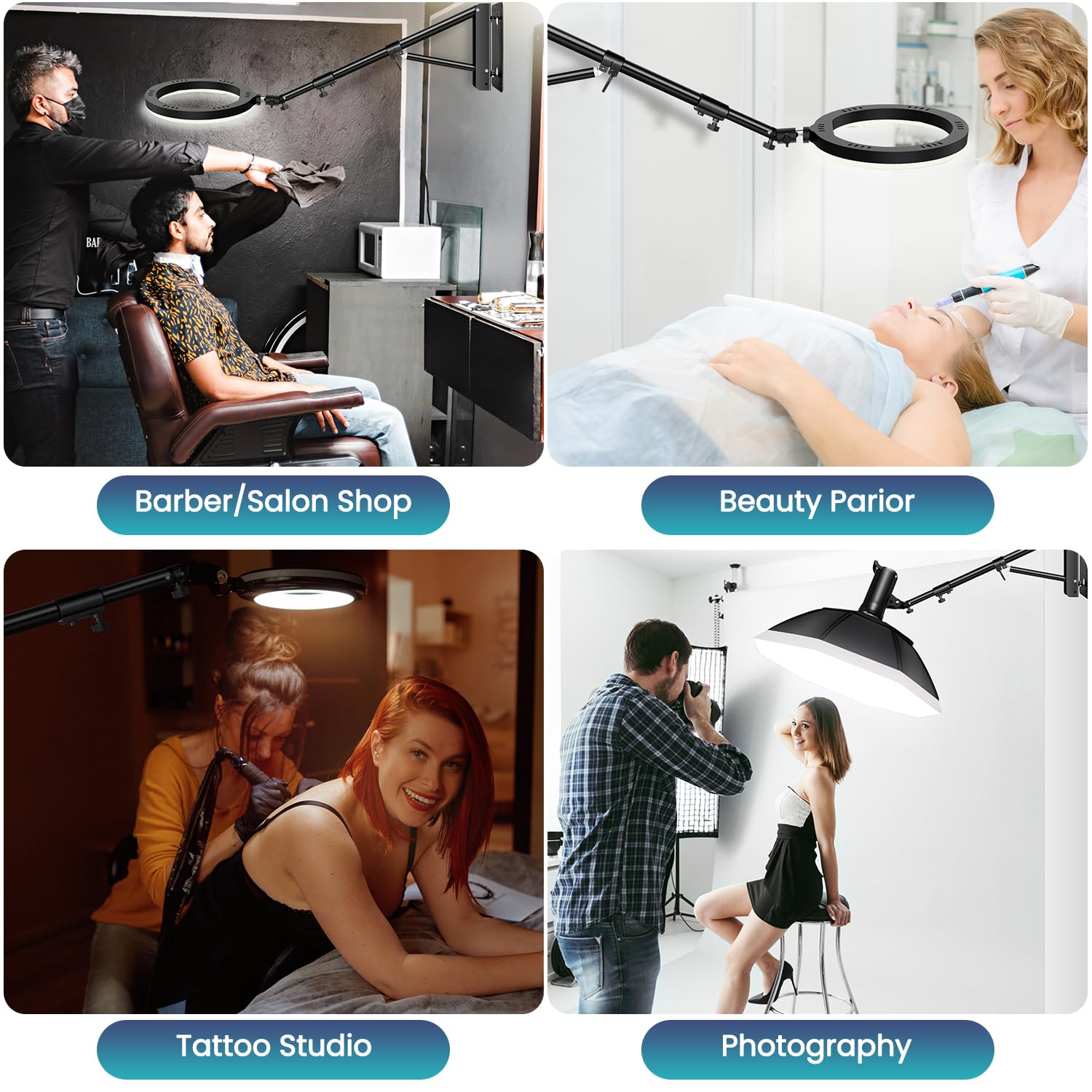 Wall Mounting Triangle Boom Arm For Ring Light: Max 51Inch, 180 Flexible Rotation, Save Space, Adjustable Camera Mount Up To 4.2