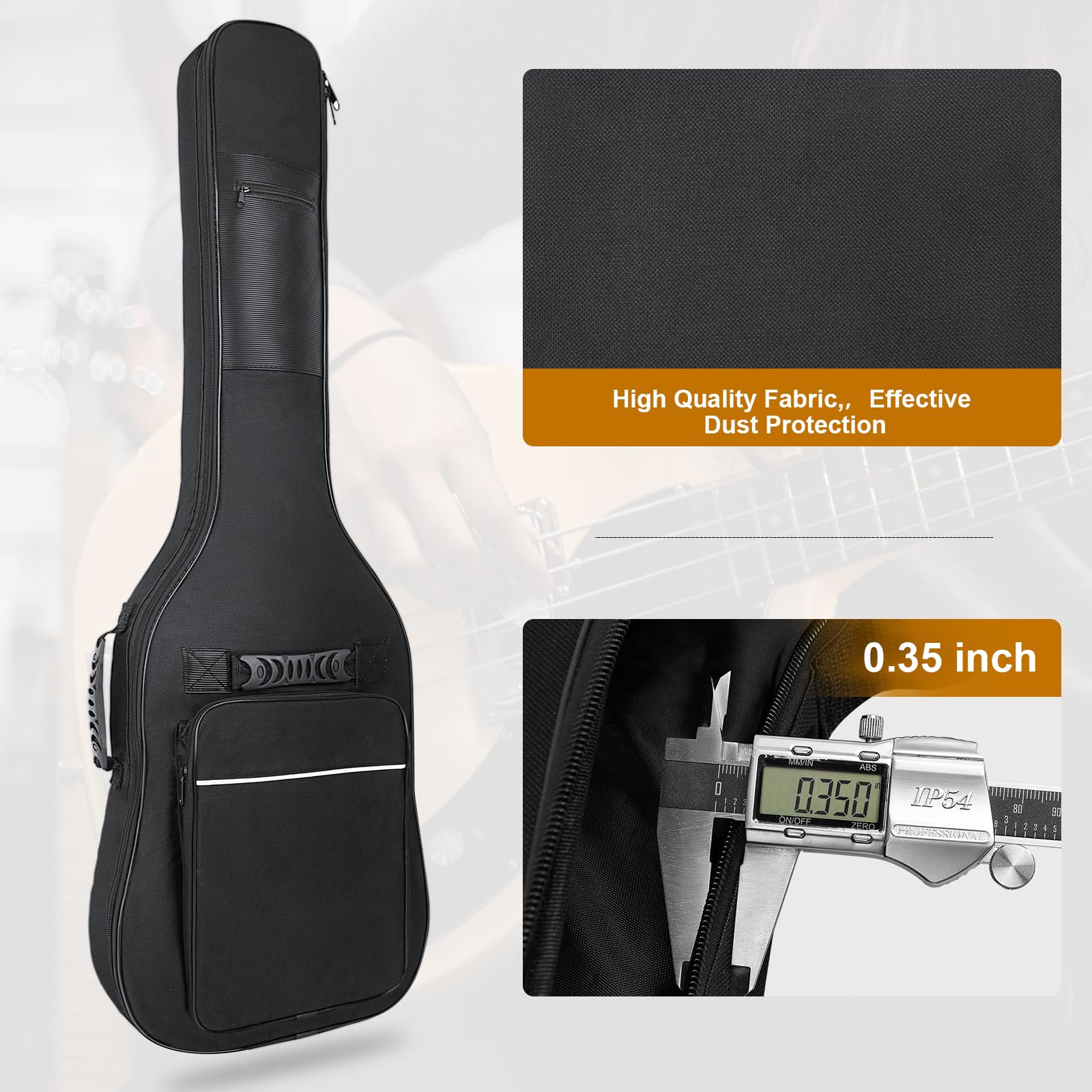 Letsrock Electric Guitar Gig Bag, Electric Guitar Gig Bag 0.35 Inch Thick Padding Backpack Soft Electric Guitar Bag Dual Adjusta