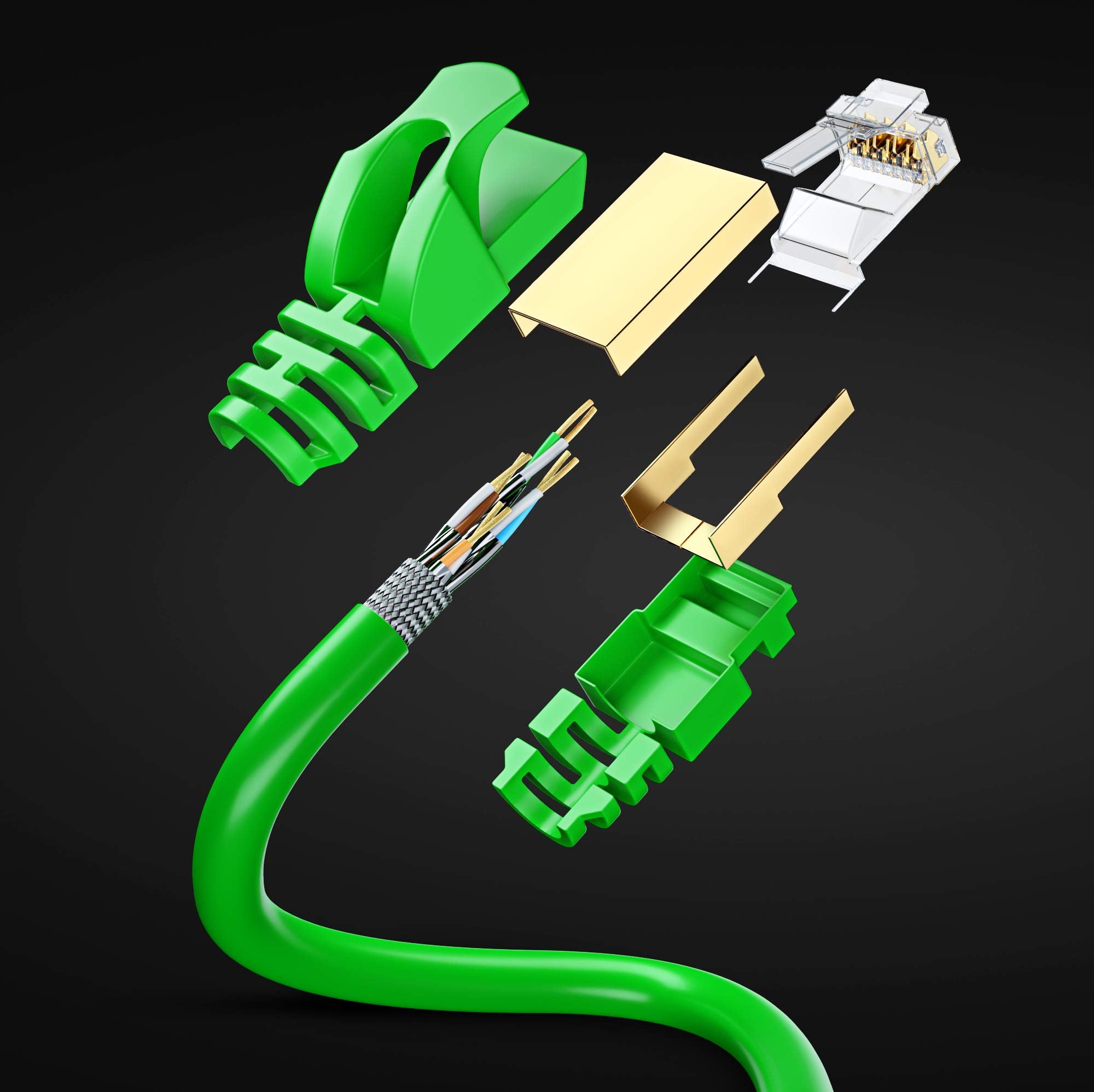 Cat 7 Ethernet Cable 12 Ft   High Speed Internet & Network Lan Patch Cable, Rj45 Connectors   12Ft / Green   Perfect For Gaming, Streaming, And More