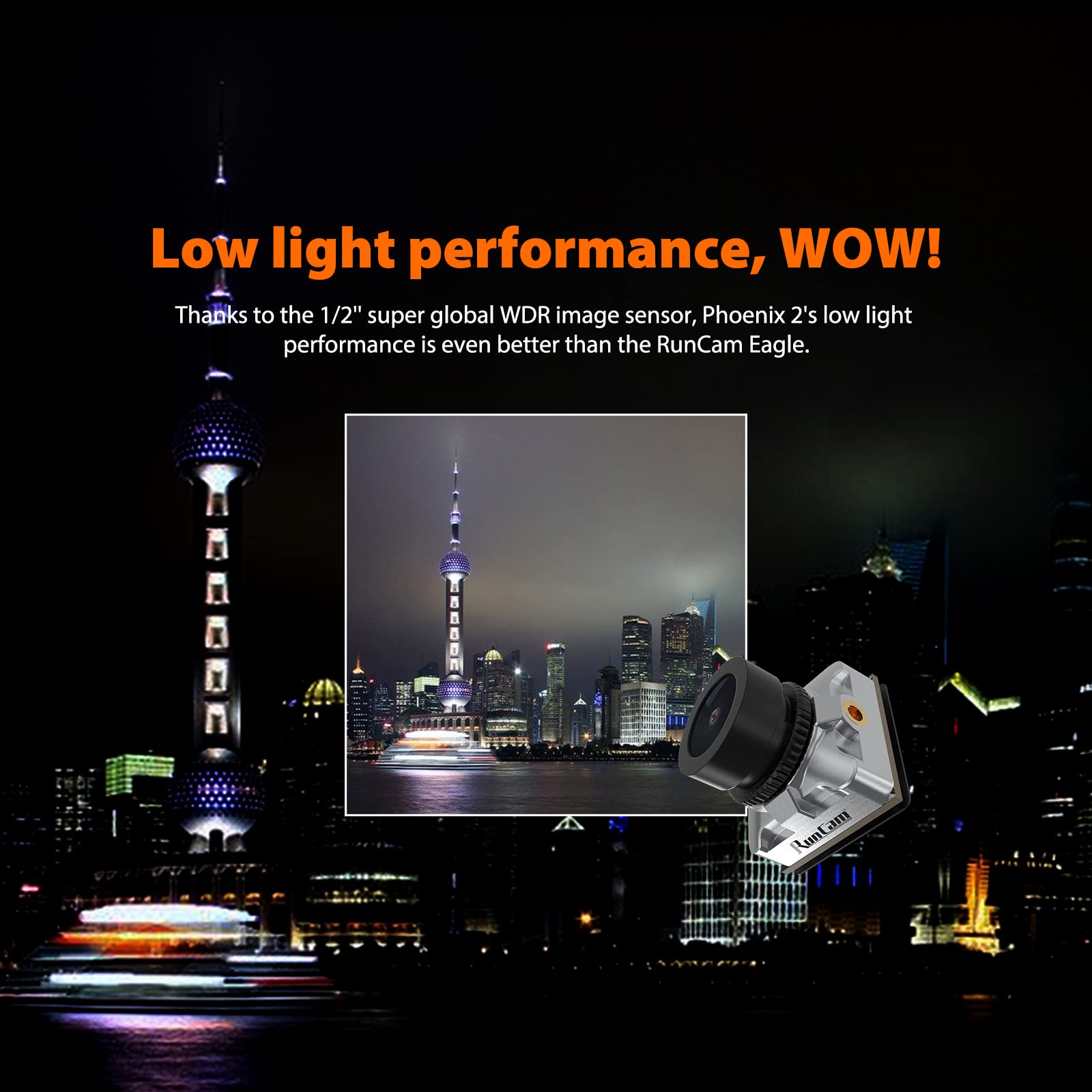 Runcam Phoenix 2 Micro Fpv Camera 1000Tvl Fov 155� Super Global Wdr Day&Night Freestyle Cam With 2.1Mm Lens 4:3/16:9 Switchable For Fpv Drone,Etc.