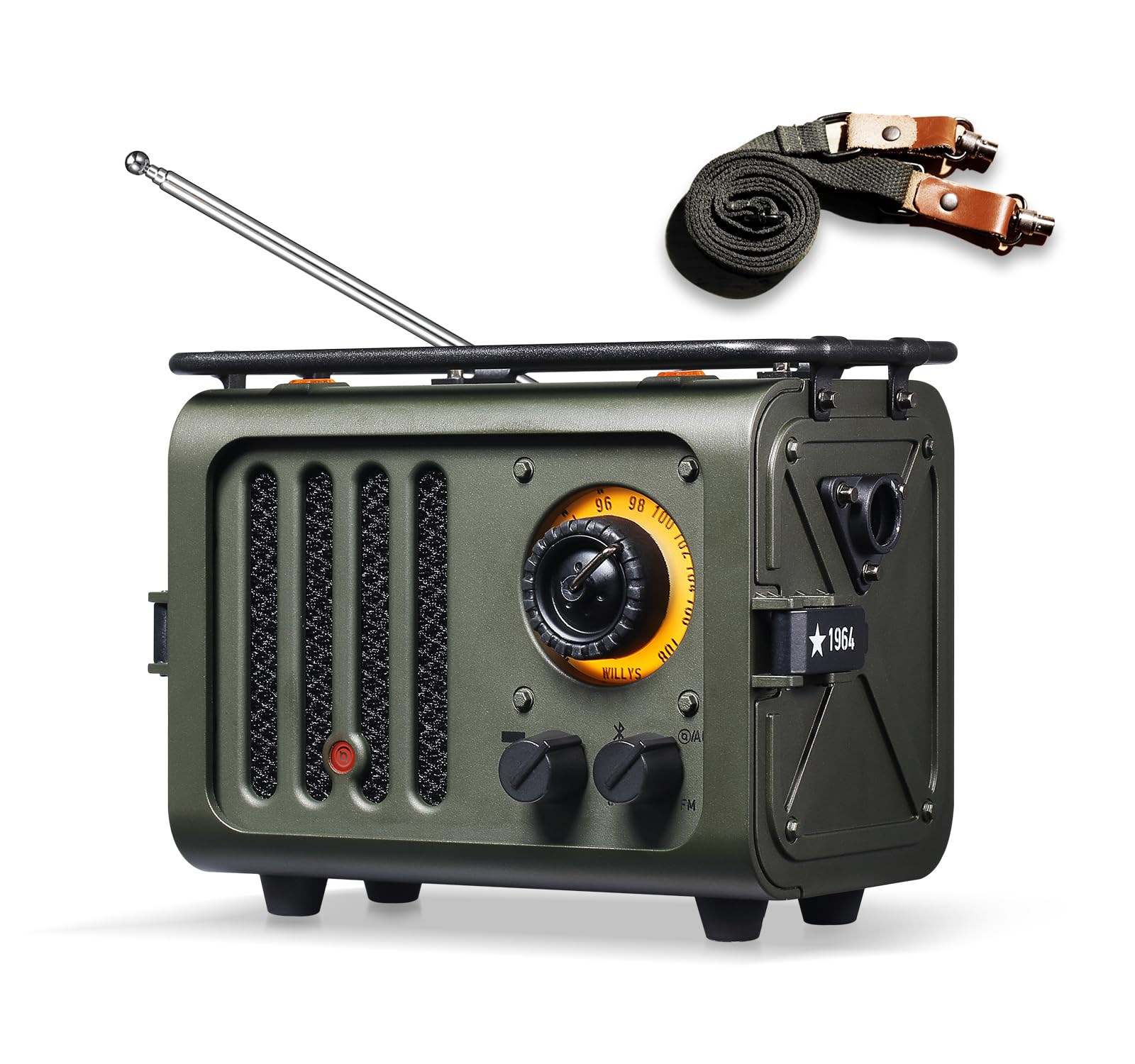 Muzen Wild Radiooo Portable Bluetooth Speaker, Fm Radio Speaker With Portable Shoulder Strap, Vintage Rugged Wireless Speaker, Metal Outer Case, Loud Stereo Sound, For Home Outdoor Travel Camping