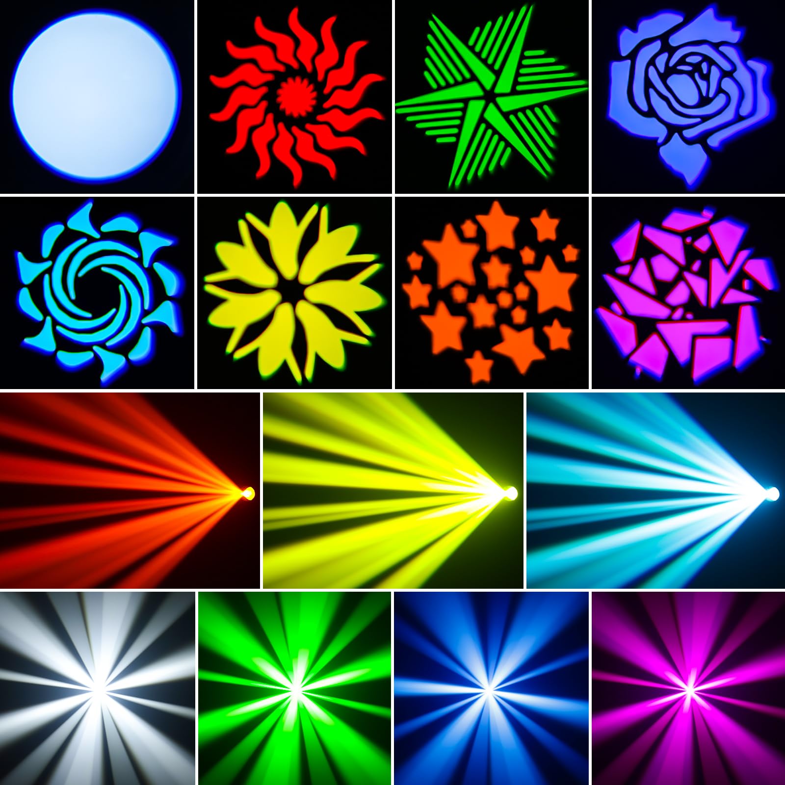 Uking 60W Led Moving Head Light Stage Lights With Remote Control 8 Gobo 8 Pattern Spotlight By Dmx Controlled 11 Channel With S