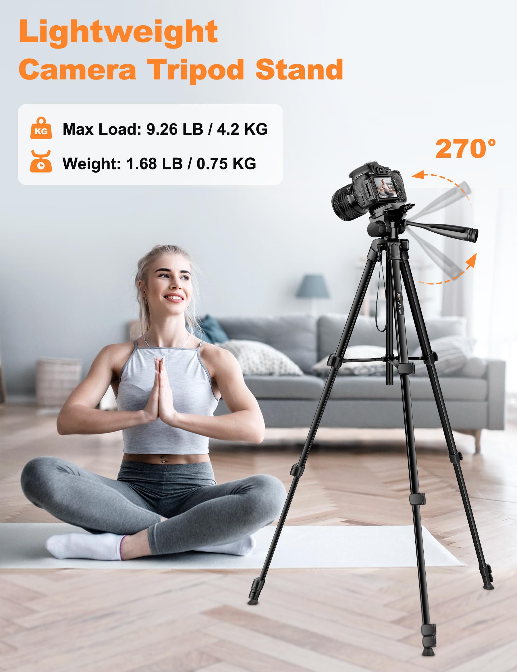 Joilcan Phone Tripod Stand, 68'' Tripod For Ipad Iphone Tablet With Remote Universal Holder Carry Bag, Travel Aluminum Tripod Fo