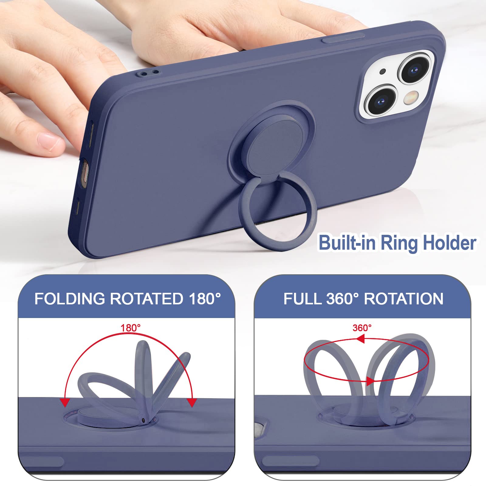 Hython Case For Iphone 13 Mini Case With Ring Stand [360    Rotatable Ring Holder Magnetic Kickstand] [Soft Microfiber Lining] S