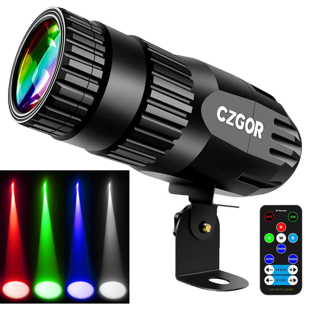 Pinspot Light, Czgor Light For Disco Ball 15W Rgbw 4 In 1 Mini Mirror Ball Light With Remote Control Super Bright Led Pin Light 
