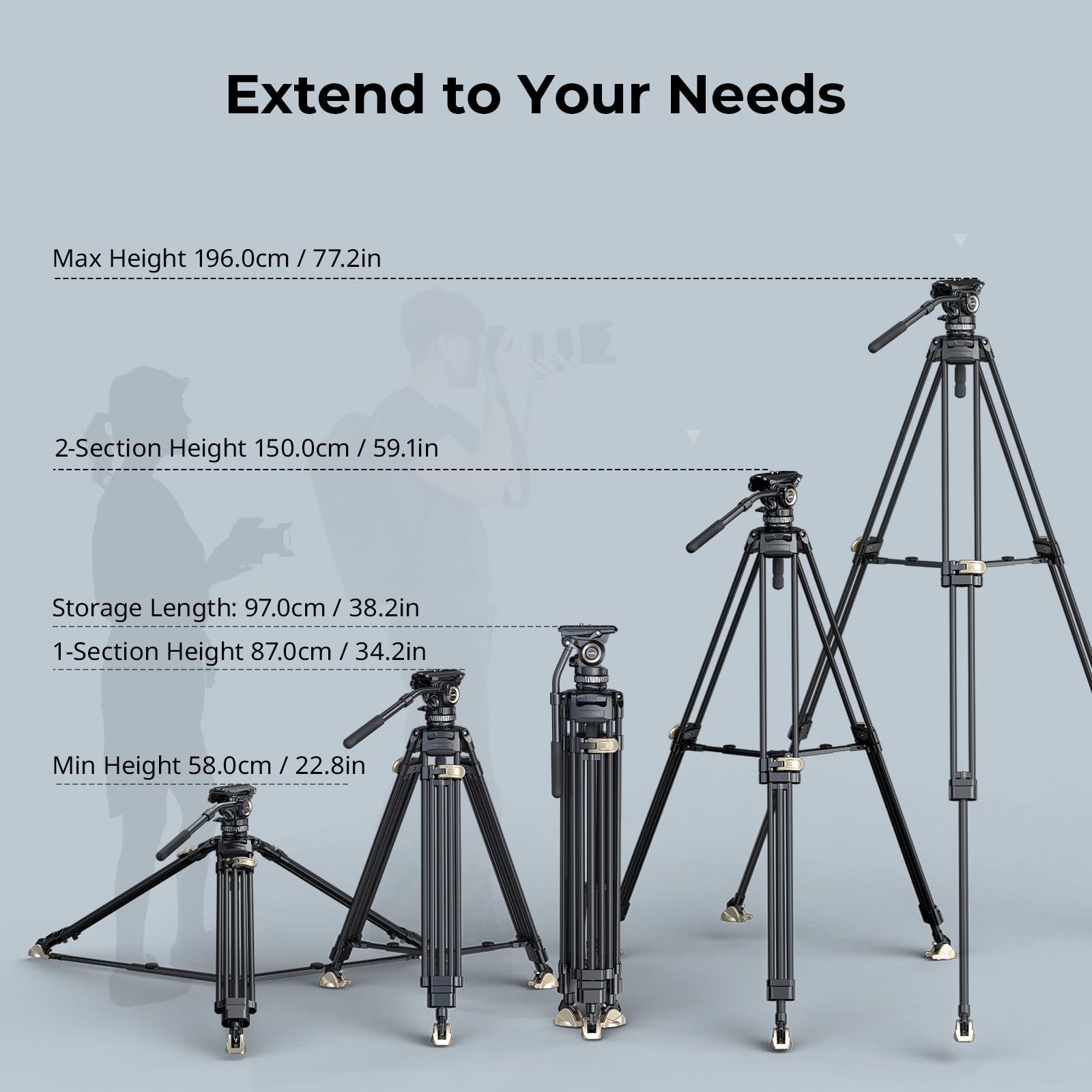 Smallrig Ad-Pro8 Freeblazer Counterbalance Carbon Fiber Video Tripod Kit, 77  Video Tripod With 6-Step Counterbalance, 4-Step Pa