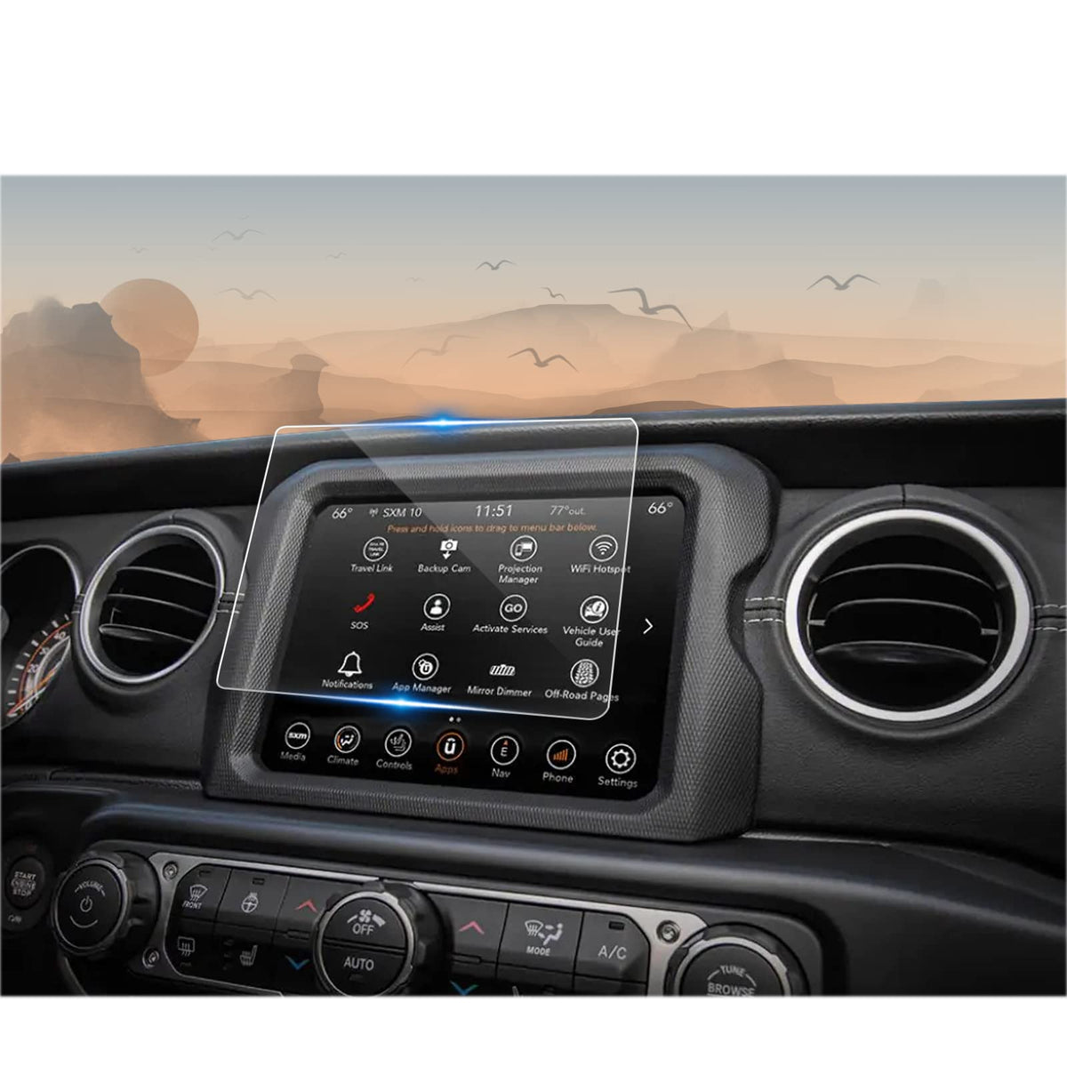 Cdefg Tempered Glass Screen Protector For (2020-2023) Jeep Gladiator / (2018-2023) Jeep Wrangler 8.4' Touch Screen, Navigation Radio Infotainment Display Glass Protective Screen Film (8.4 Inch)