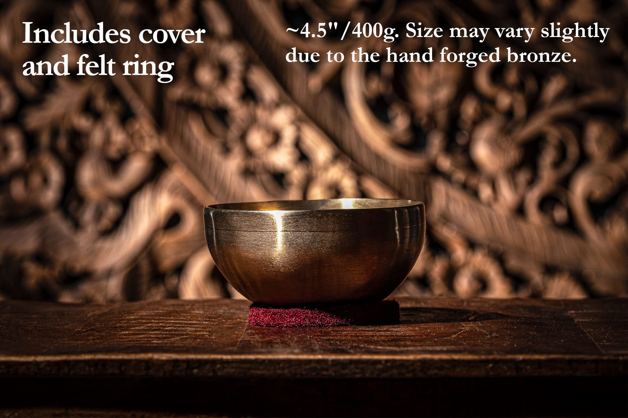 Bronze Singing Bowl With Felt Ring And Cover, Universal Series   Made In India   For Meditation, Yoga And Sound Healing Therapy,